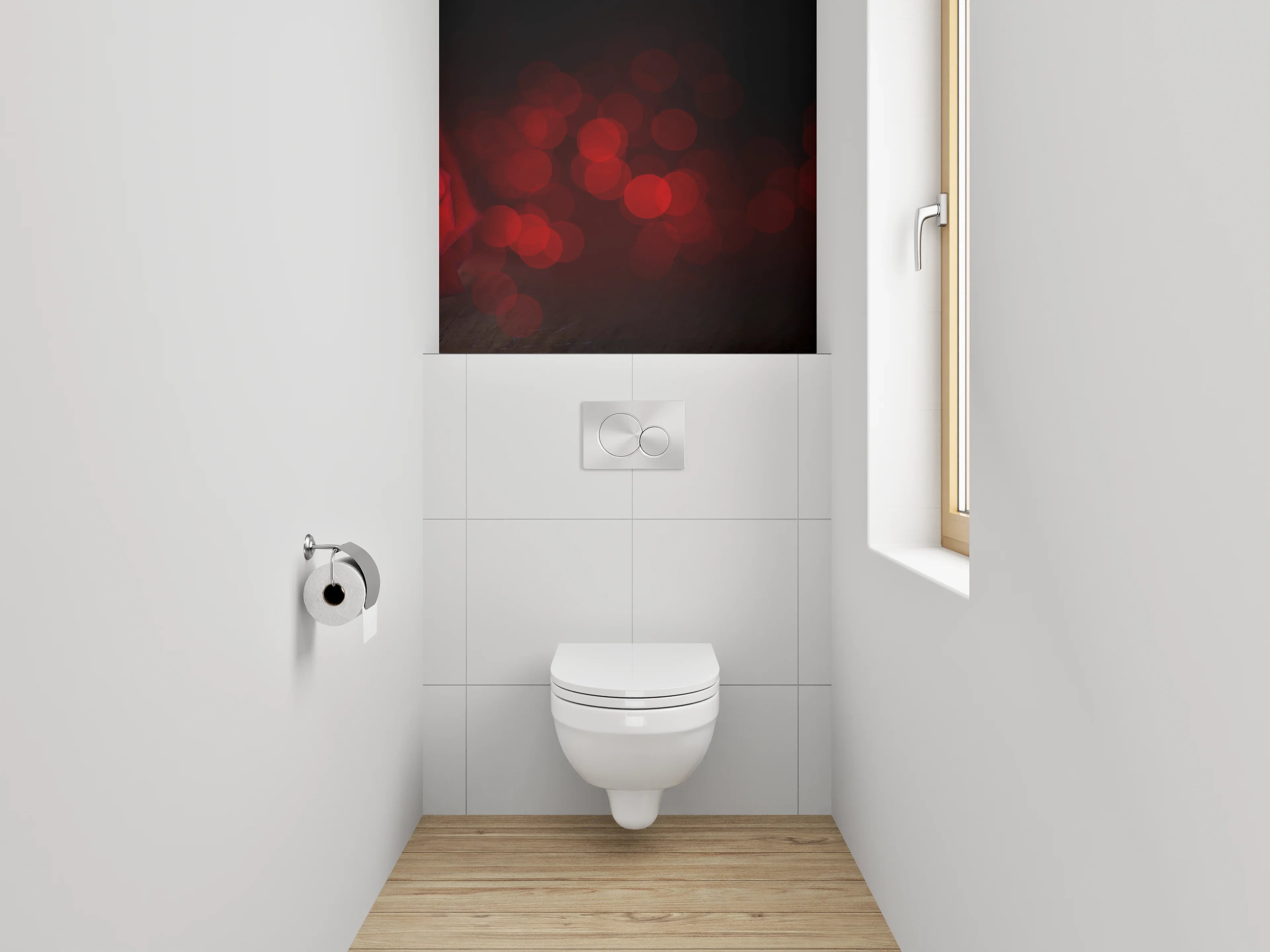 WC-Rückwand - Rote Rose auf dunklem Hintergrund