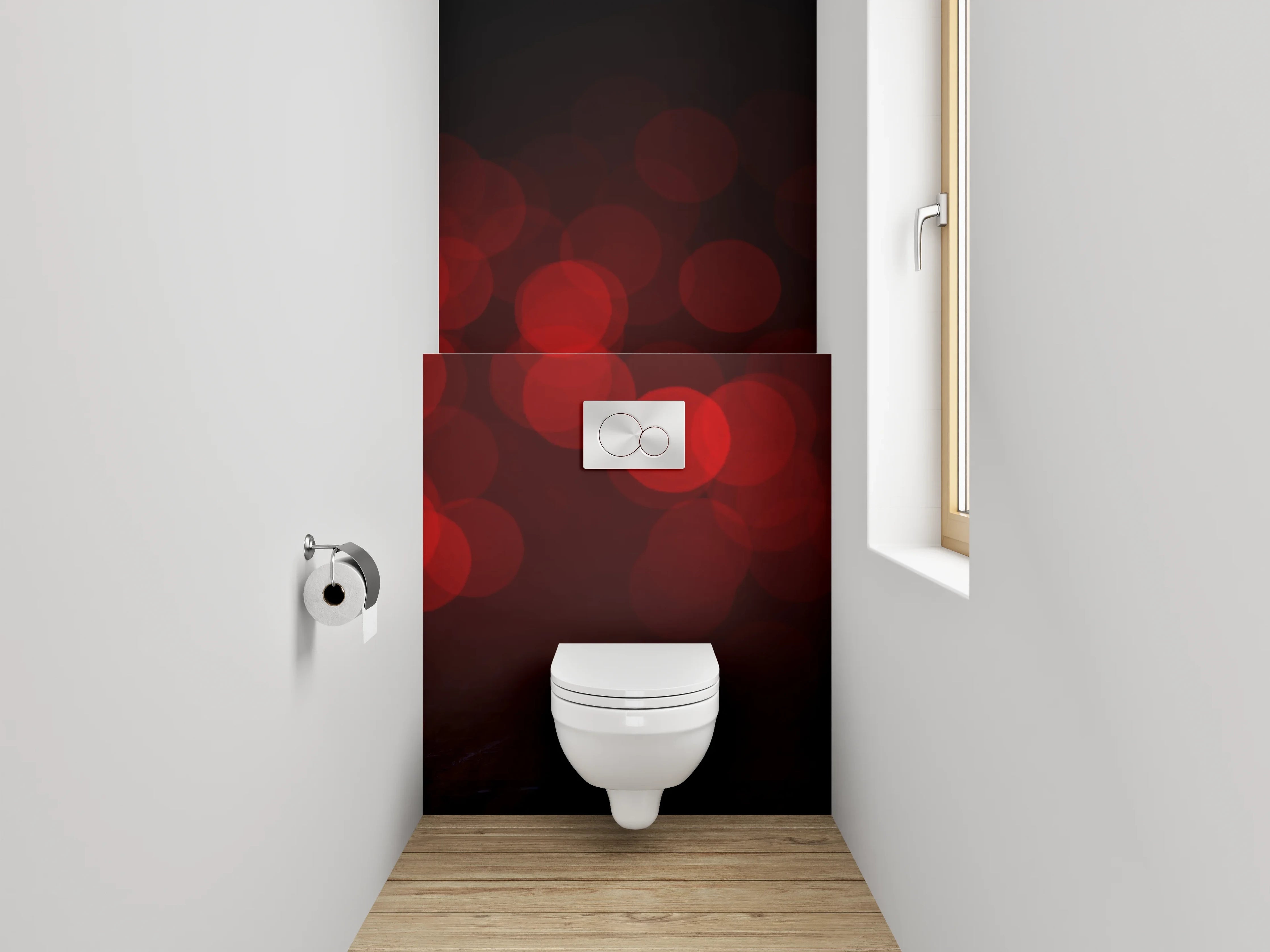 WC-Rückwand - Rote Rose auf dunklem Hintergrund