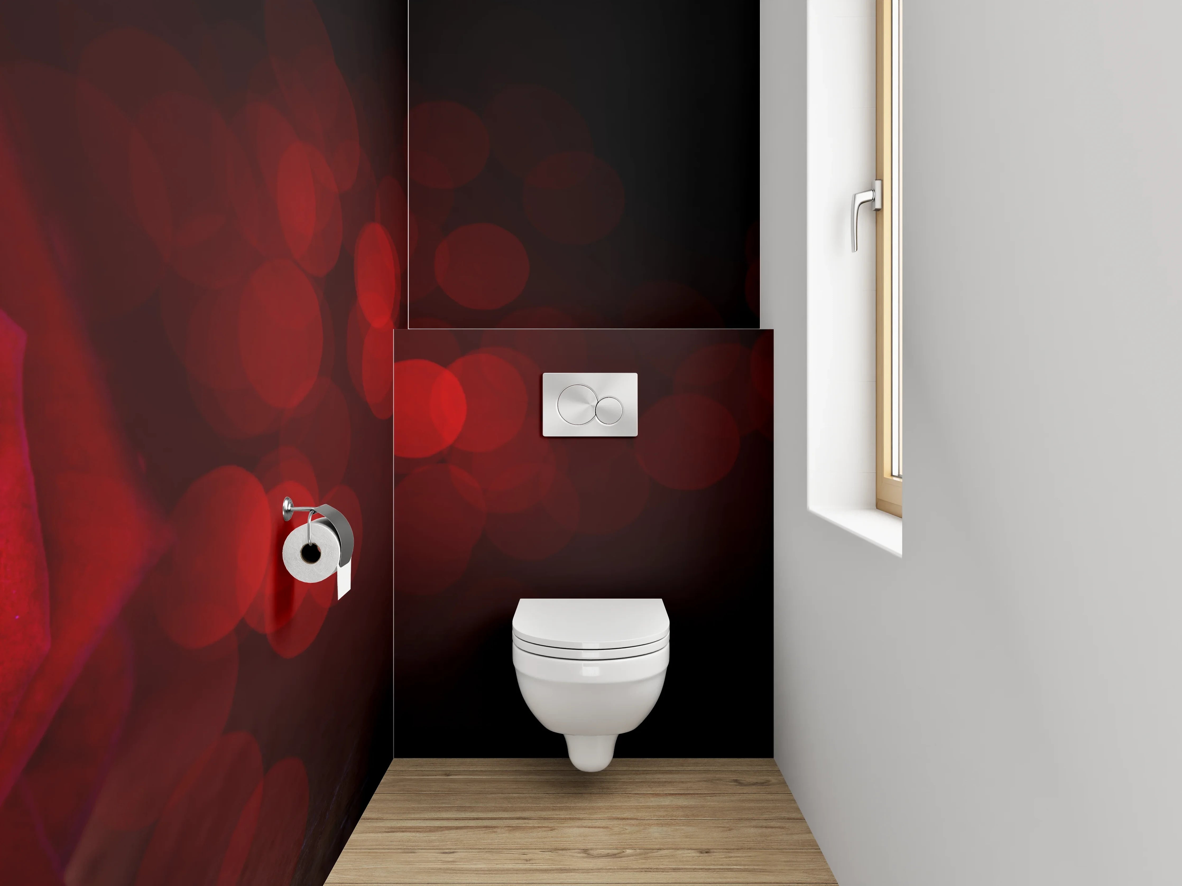 WC-Rückwand - Rote Rose auf dunklem Hintergrund