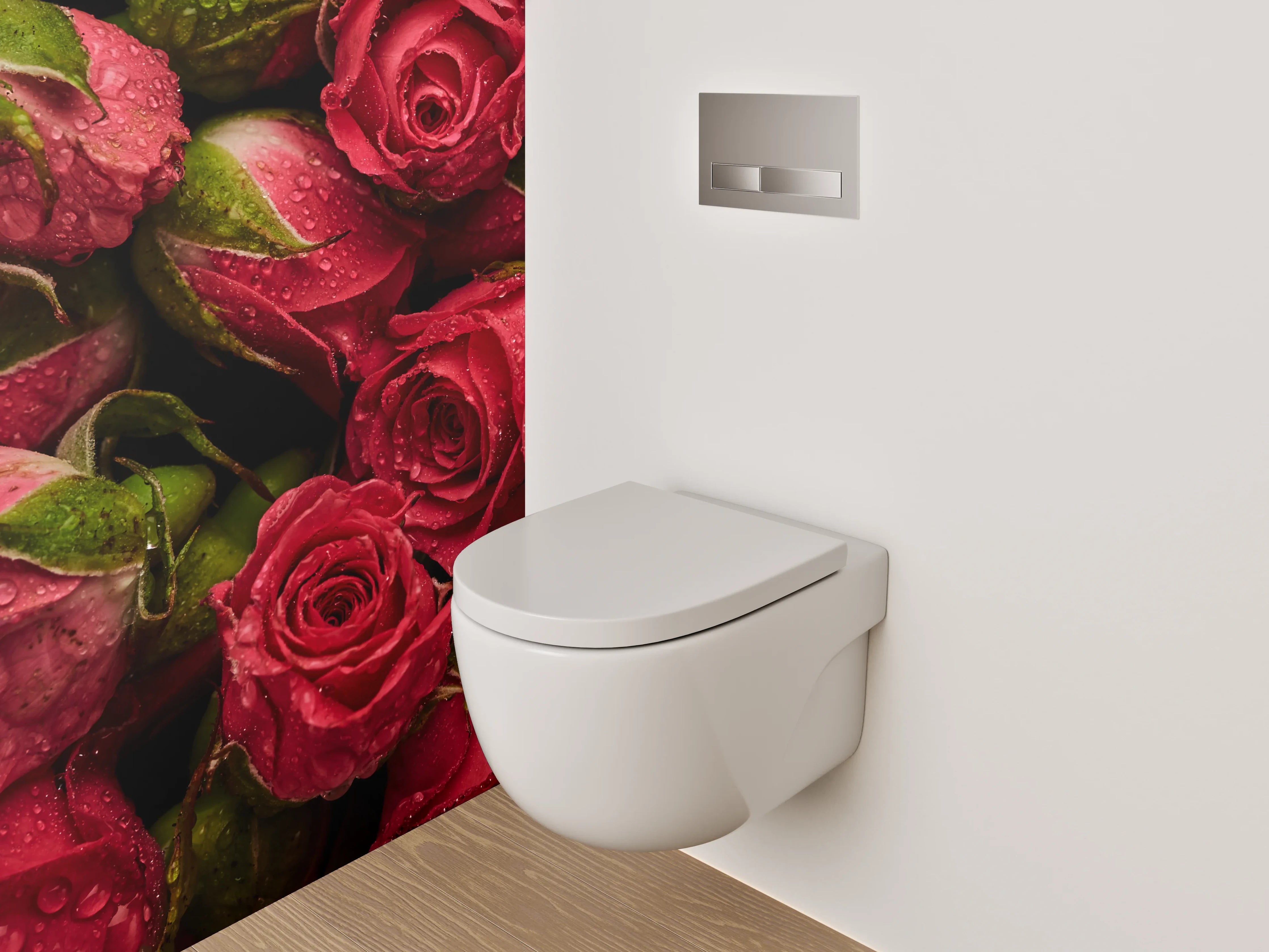 WC-Rückwand - Rote Rosen – Nahaufnahme Blütenpracht