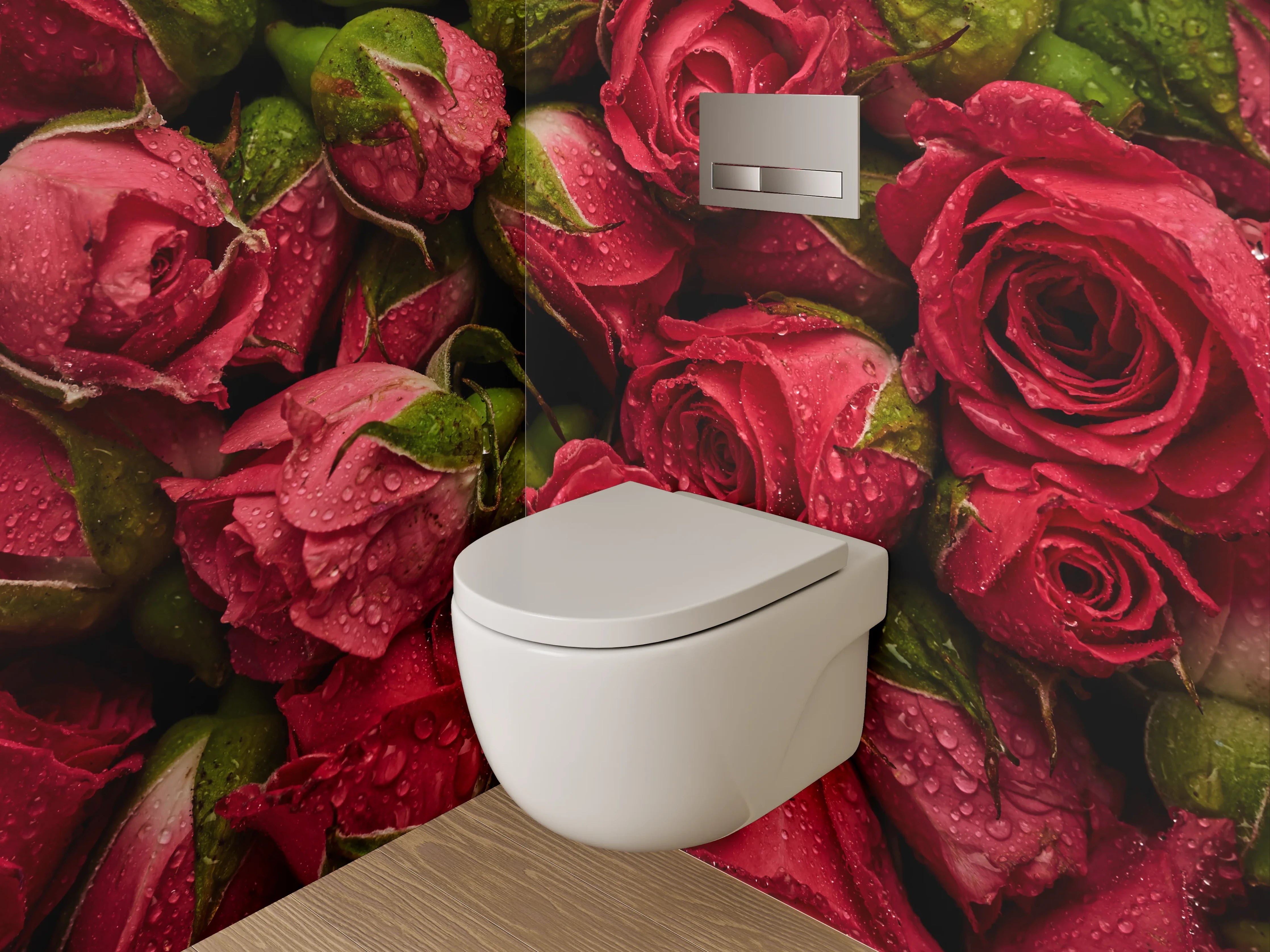 WC-Rückwand - Rote Rosen – Nahaufnahme Blütenpracht