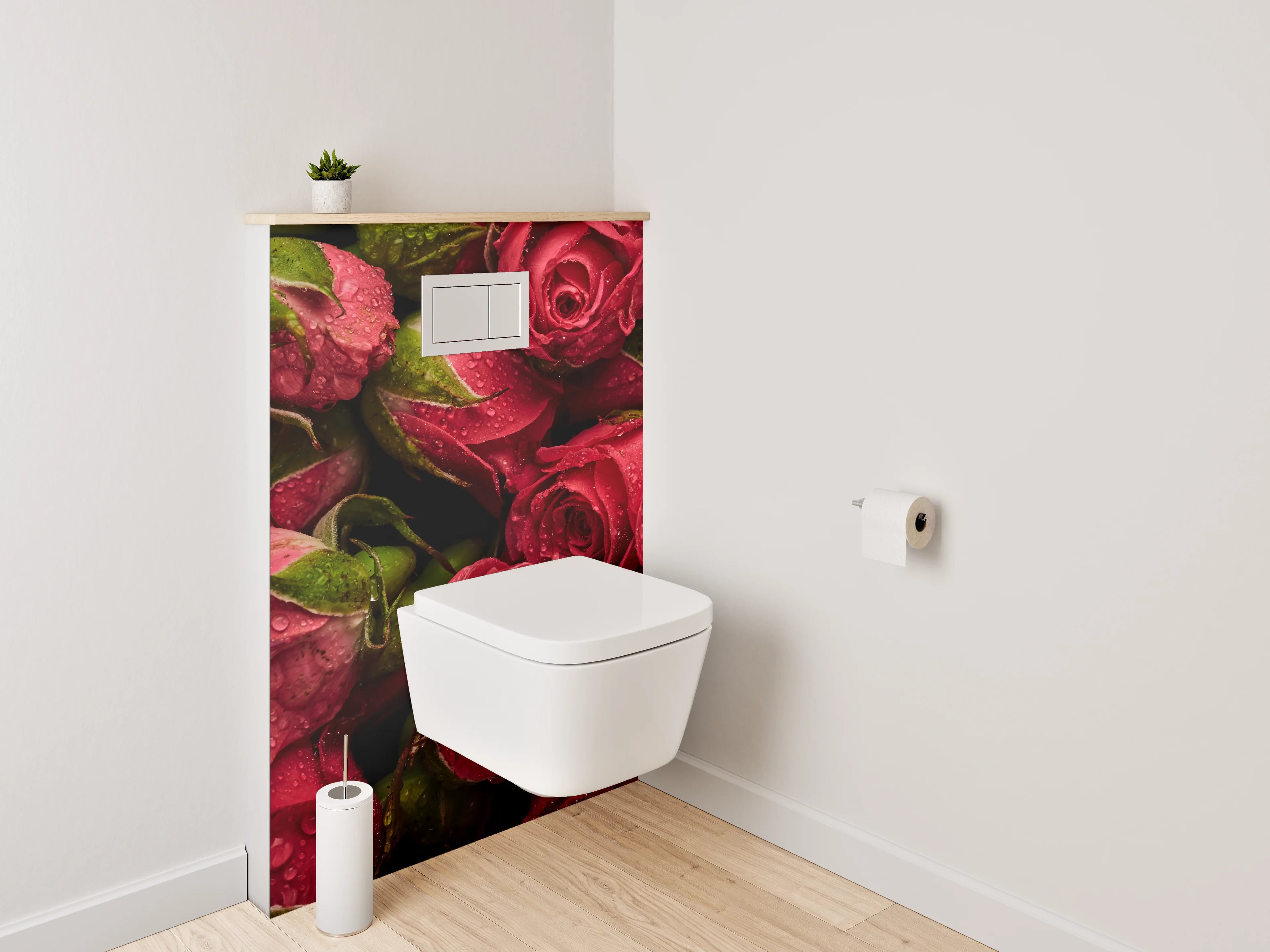 WC-Rückwand - Rote Rosen – Nahaufnahme Blütenpracht