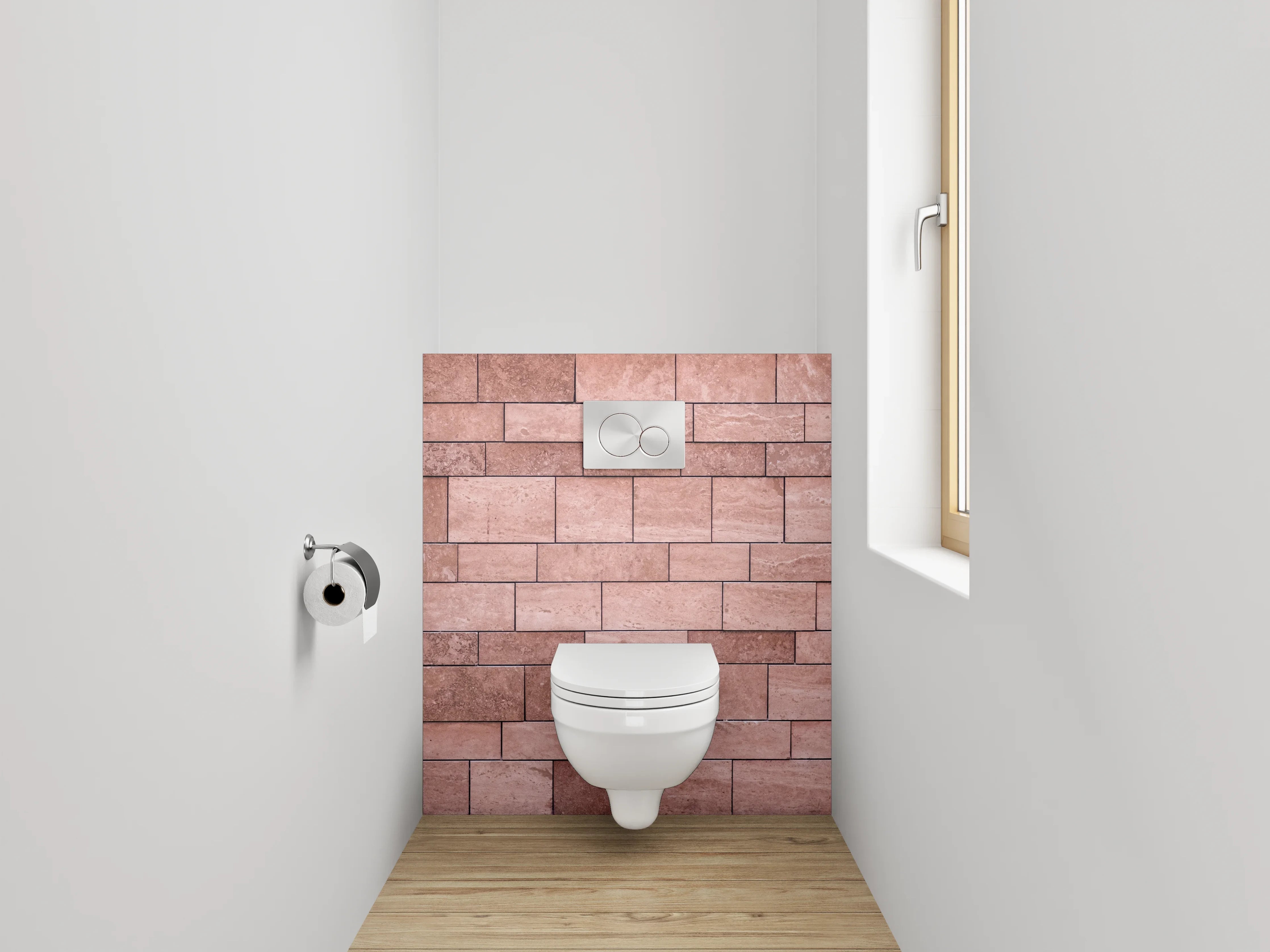 WC-Rückwand - Rote Sandstein Mosaik Wandoptik