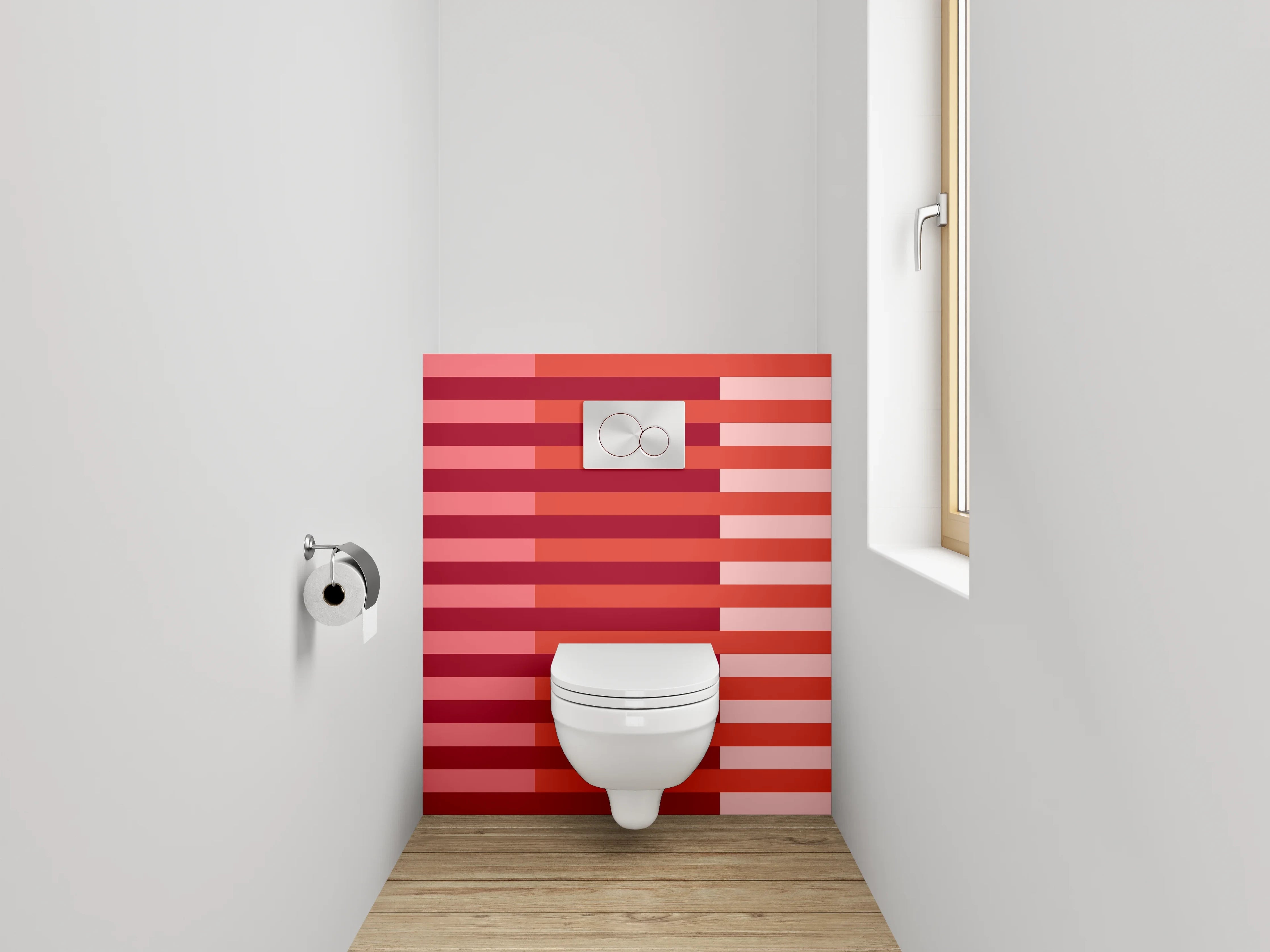 WC-Rückwand - Rote Streifen mit unterschiedlichen Tönen