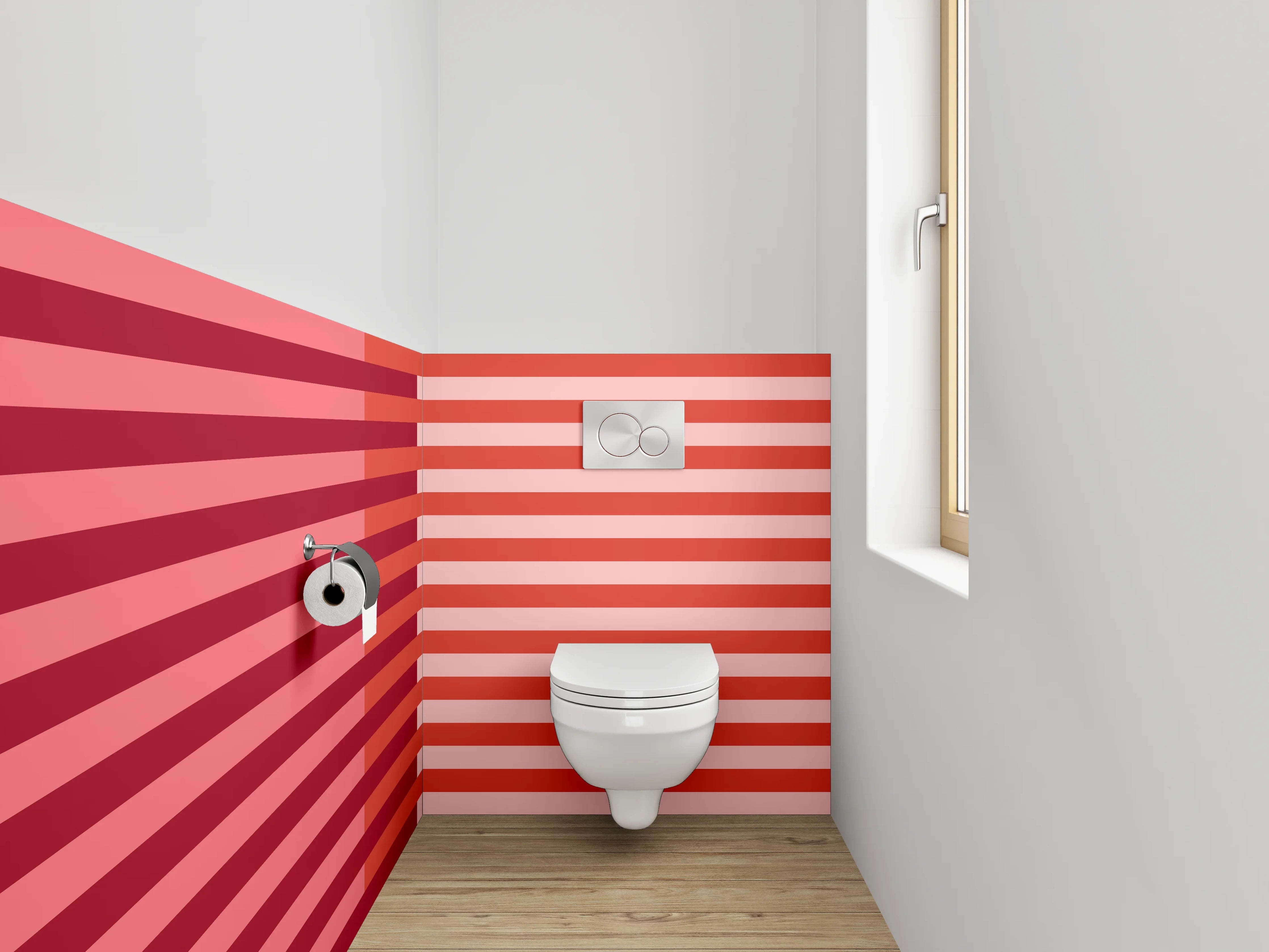 WC-Rückwand - Rote Streifen mit unterschiedlichen Tönen
