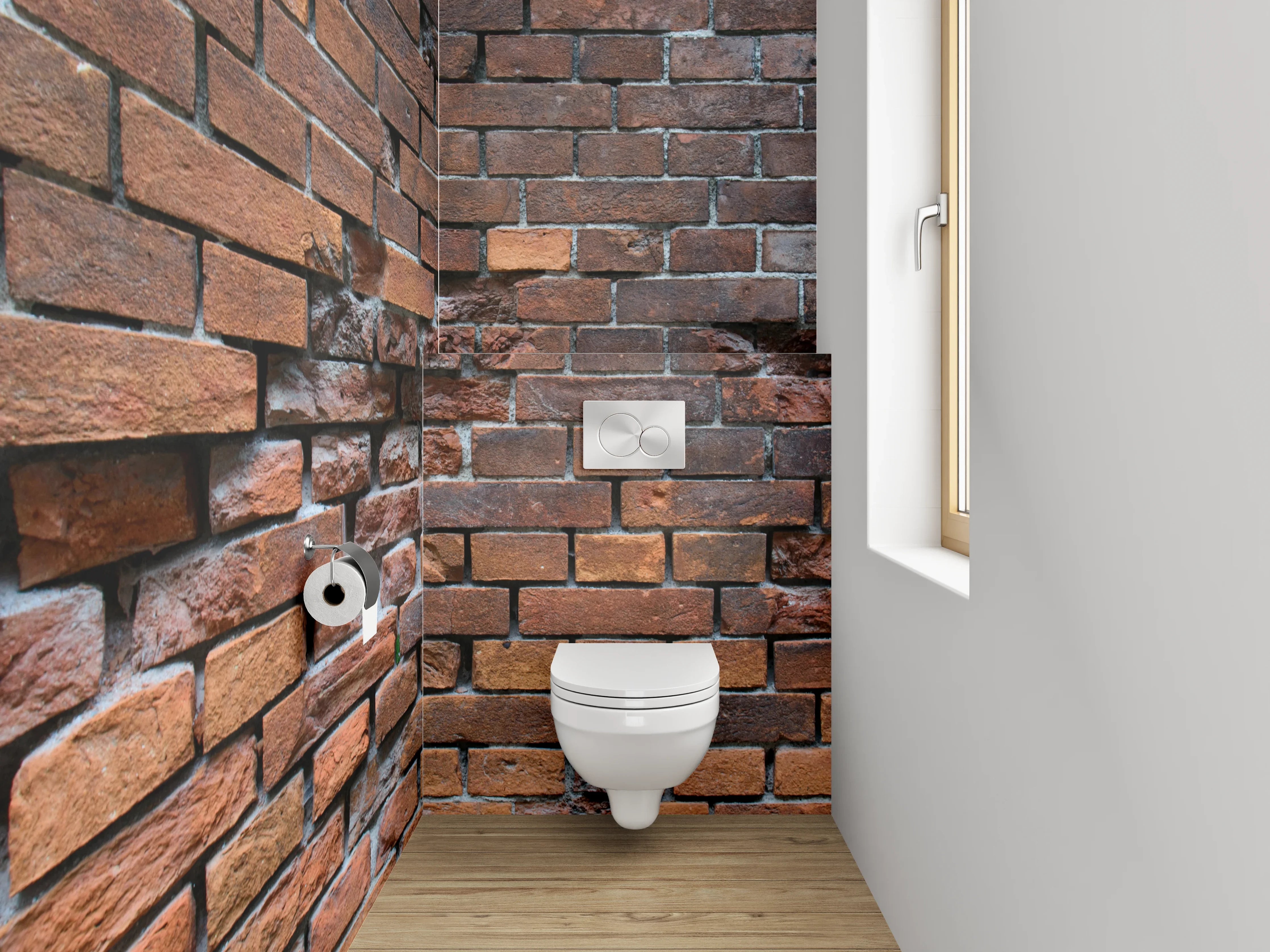 WC-Rückwand - Rote Ziegelmauer Vintage Look