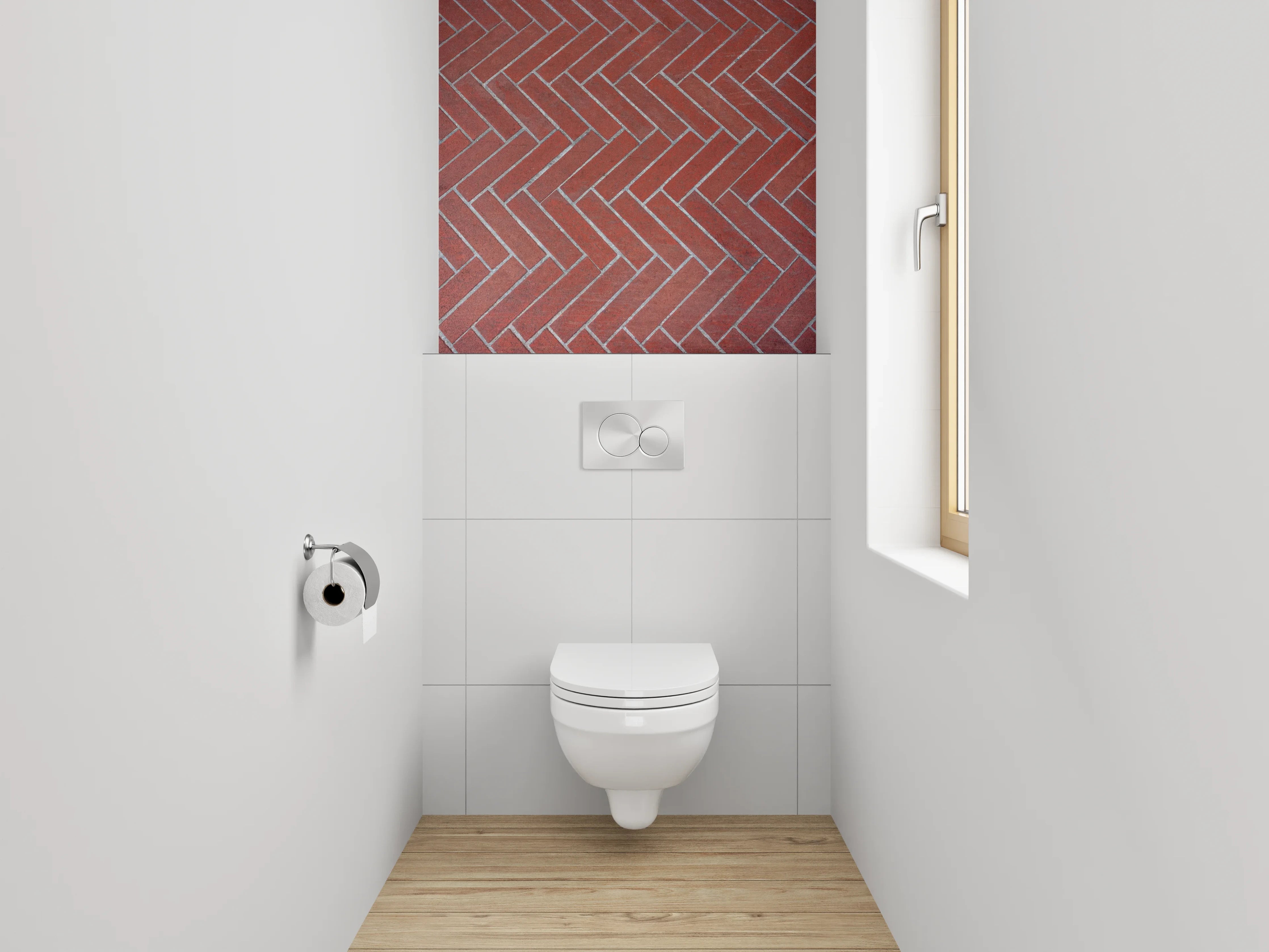 WC-Rückwand - Rote Ziegelmuster Fliesen Herringbone