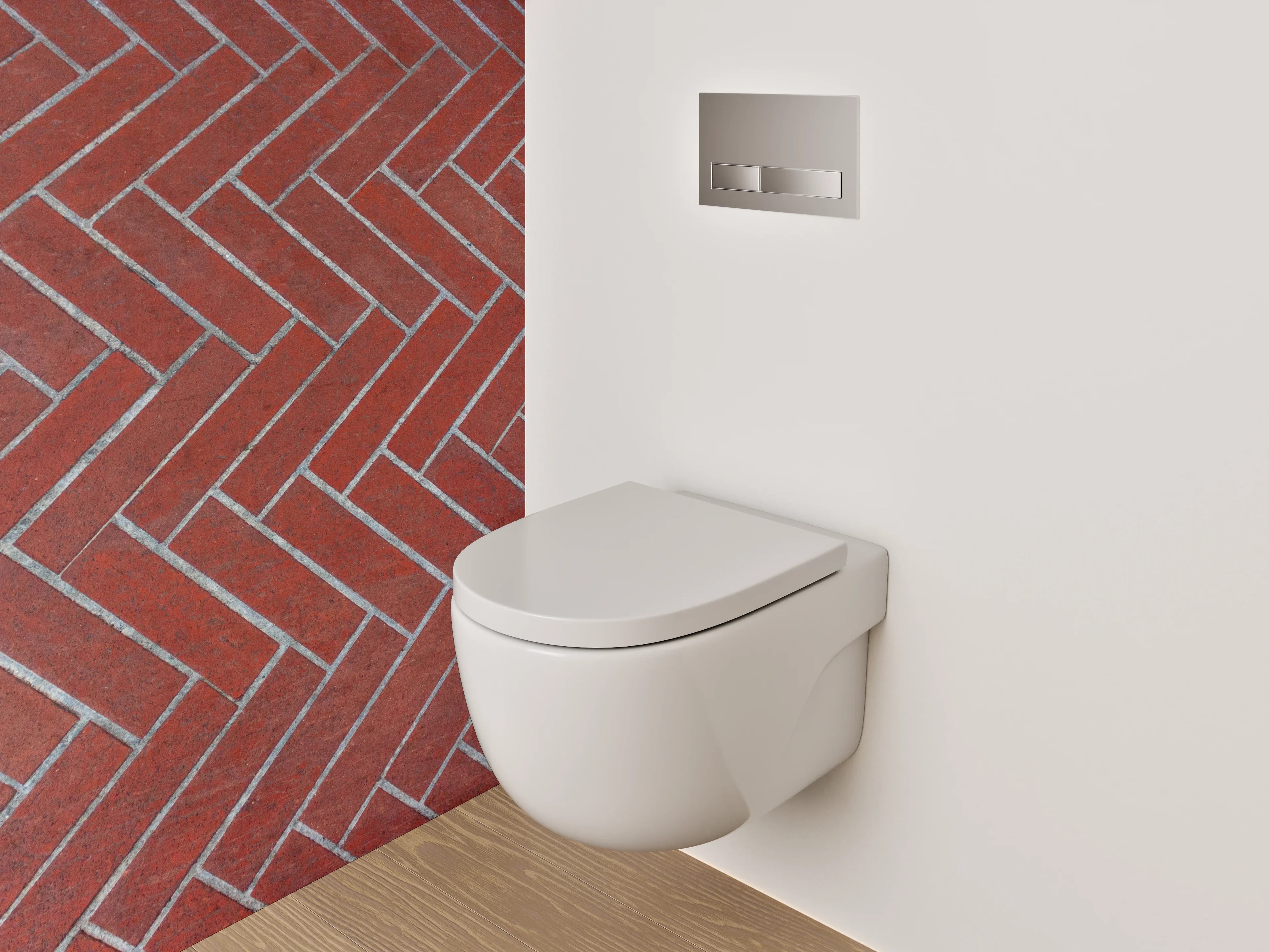 WC-Rückwand - Rote Ziegelmuster Fliesen Herringbone