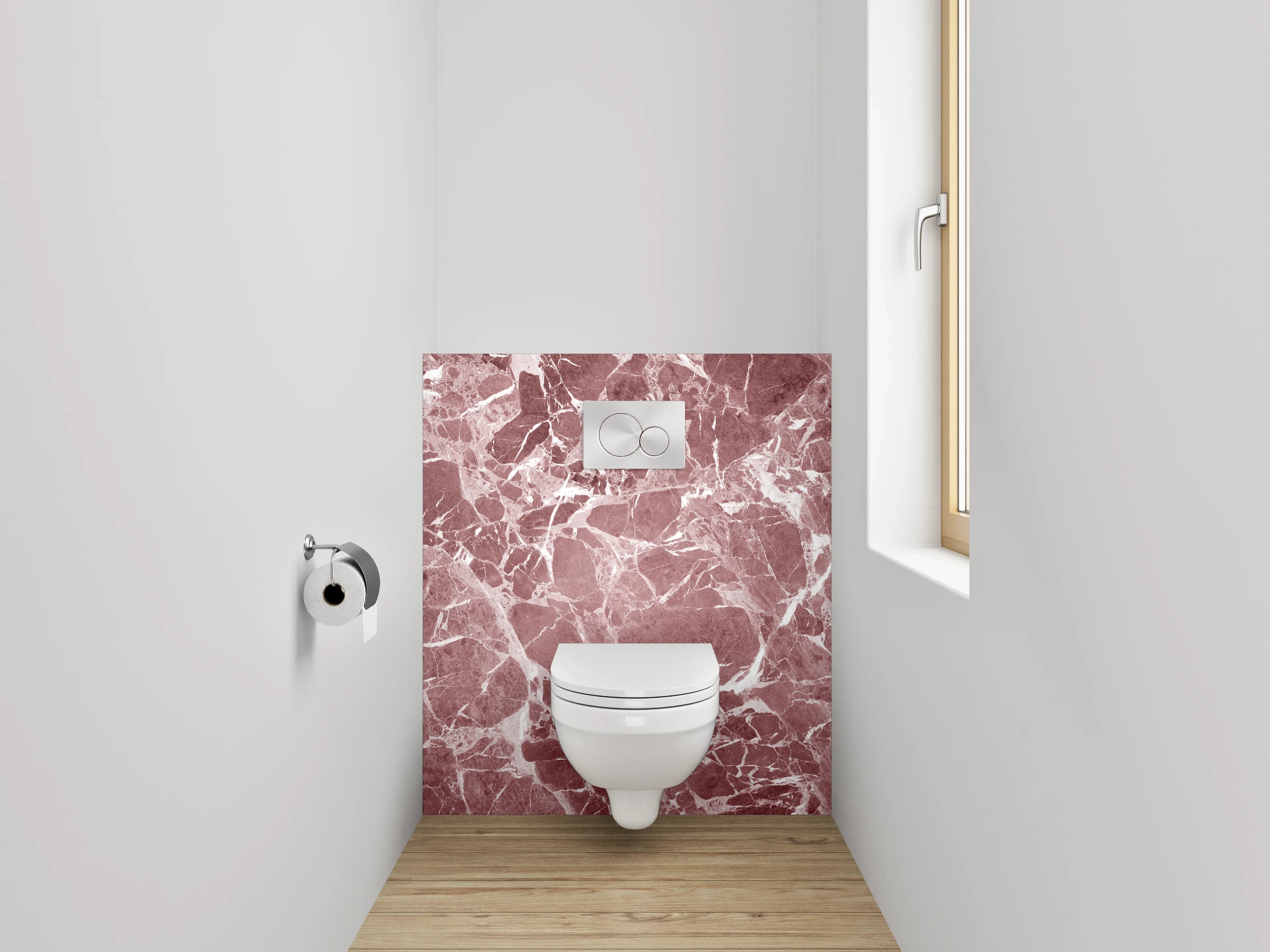 WC-Rückwand - Roter Marmor mit weißen Adern