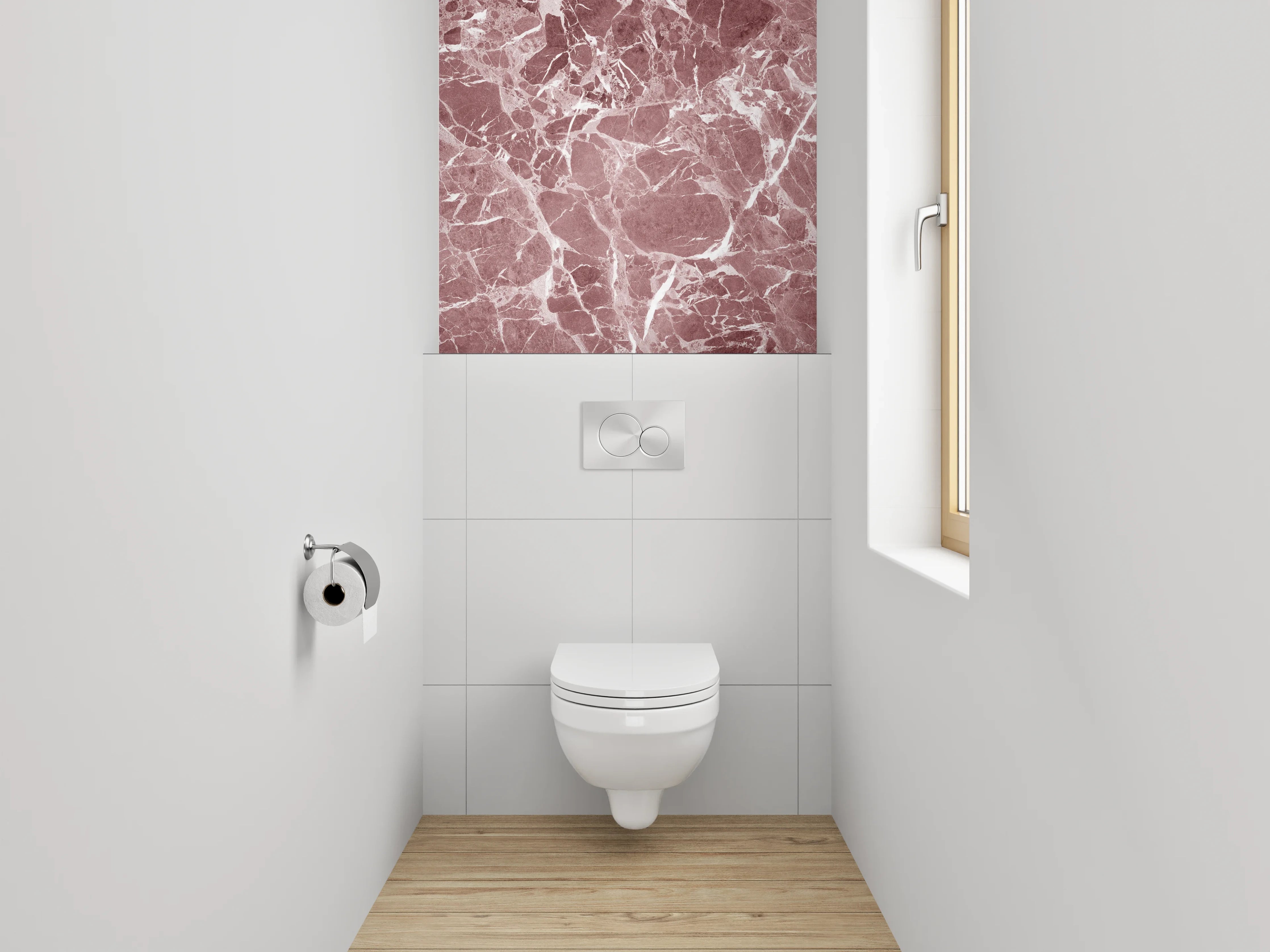 WC-Rückwand - Roter Marmor mit weißen Adern