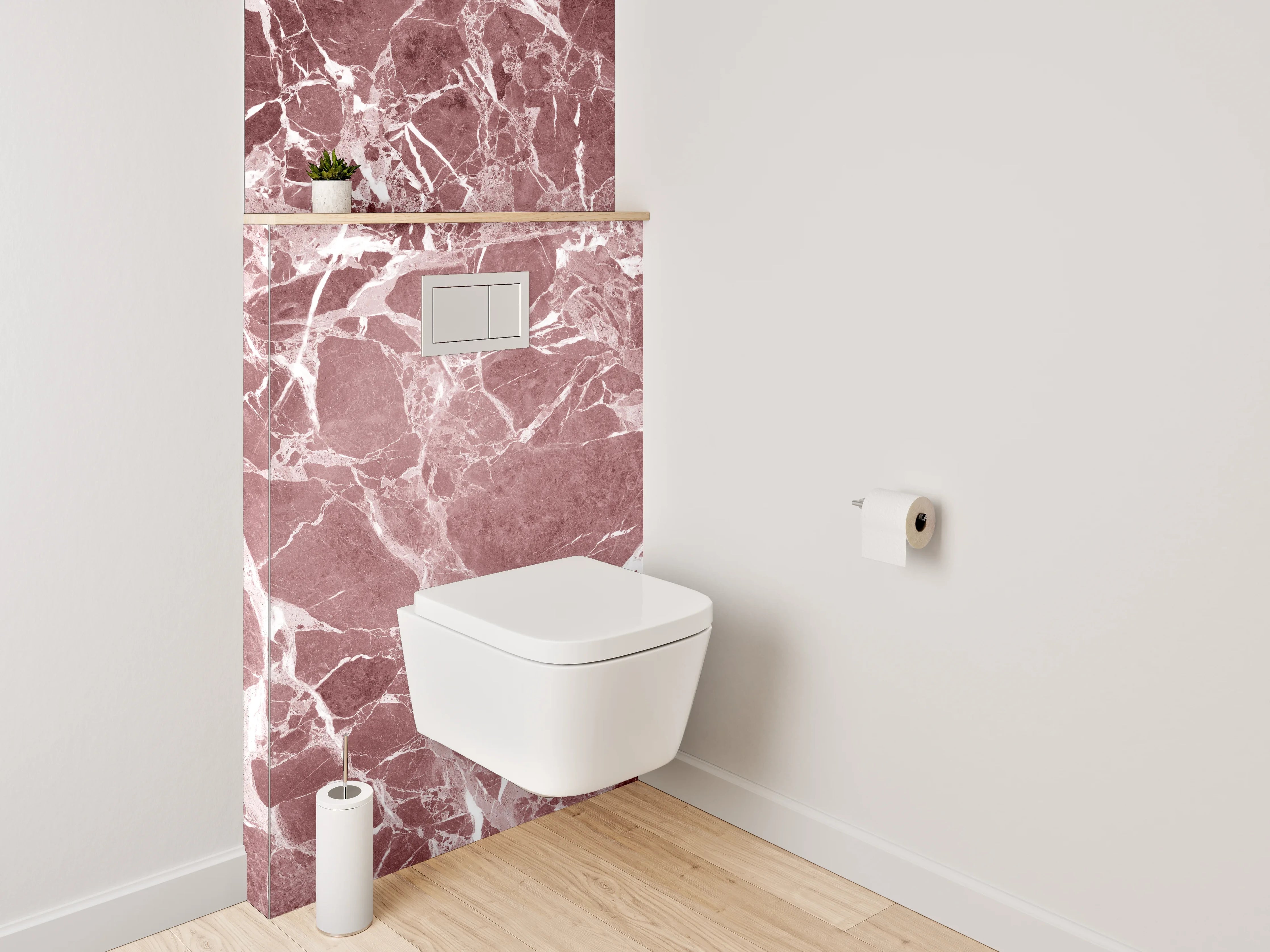 WC-Rückwand - Roter Marmor mit weißen Adern