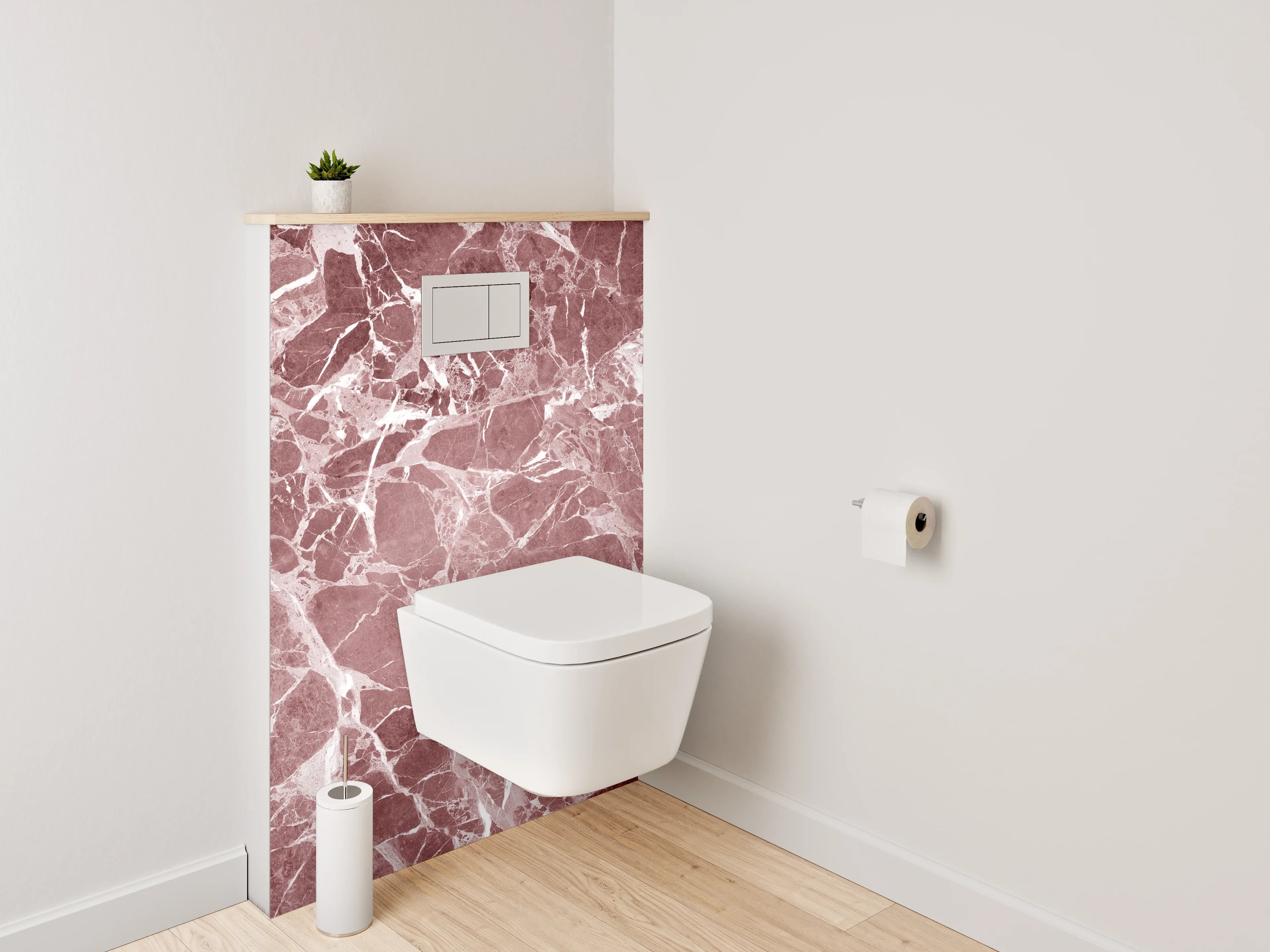 WC-Rückwand - Roter Marmor mit weißen Adern