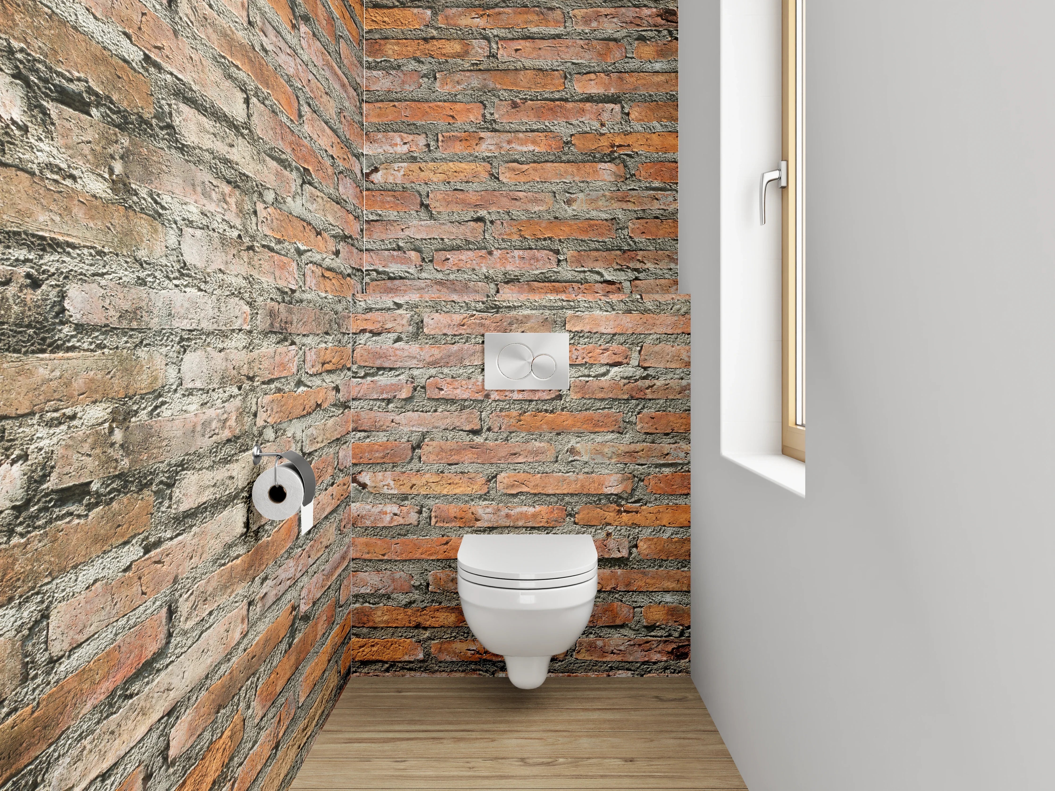 WC-Rückwand - Roter Ziegelsteinmauer