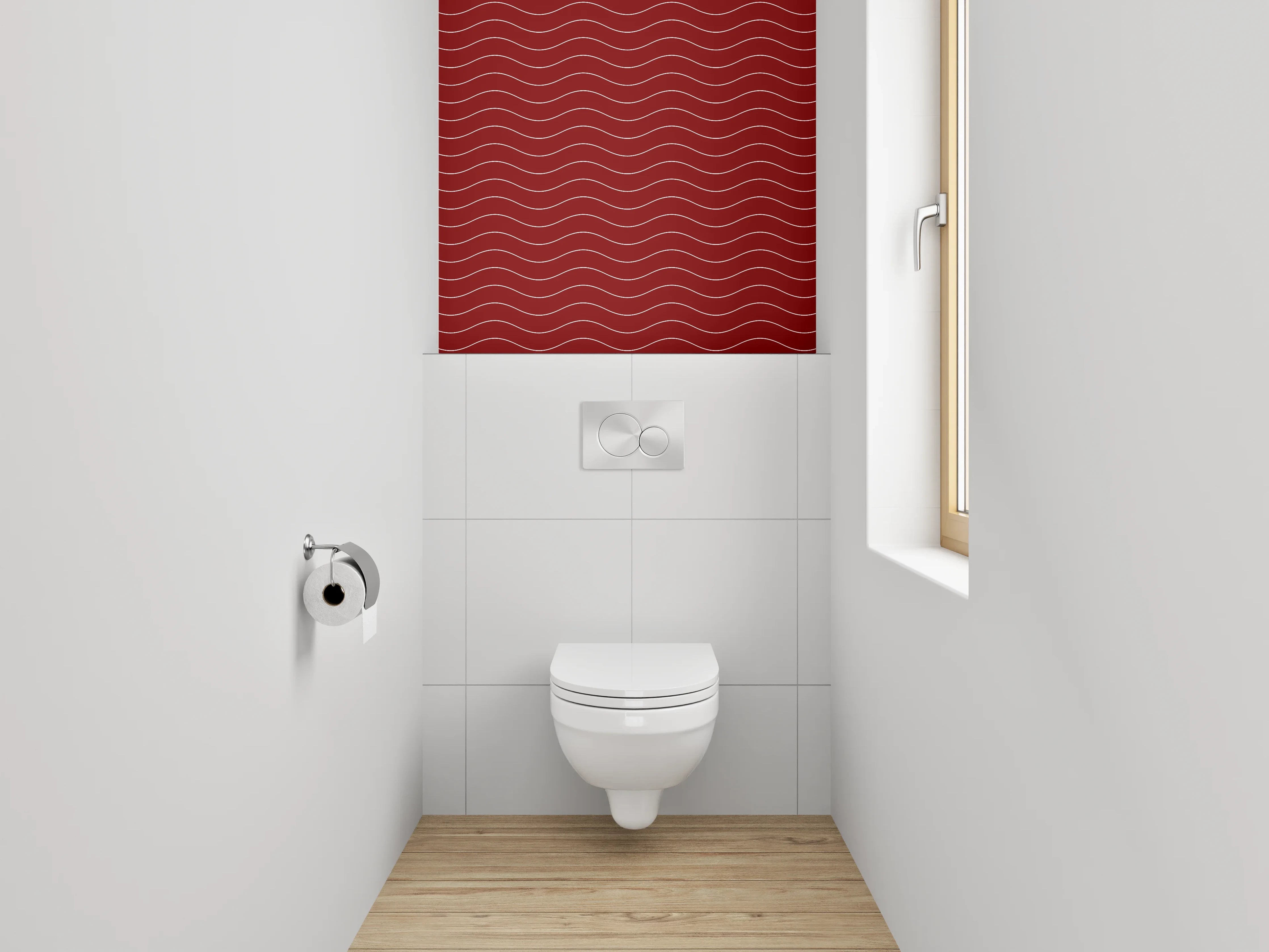WC-Rückwand - Rotes Wellenmuster Modern