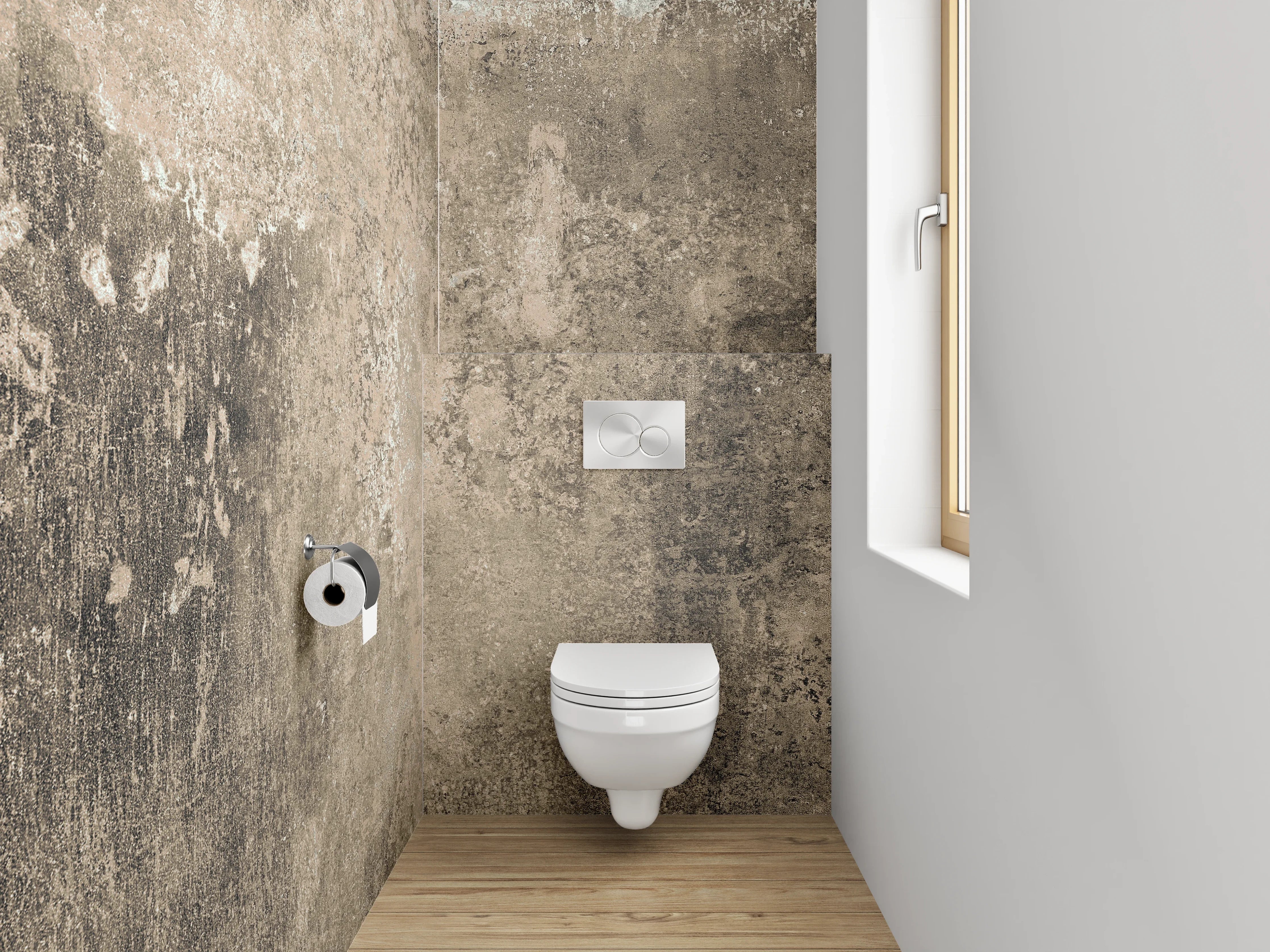 WC-Rückwand - Rustikale Betonwand mit Textur