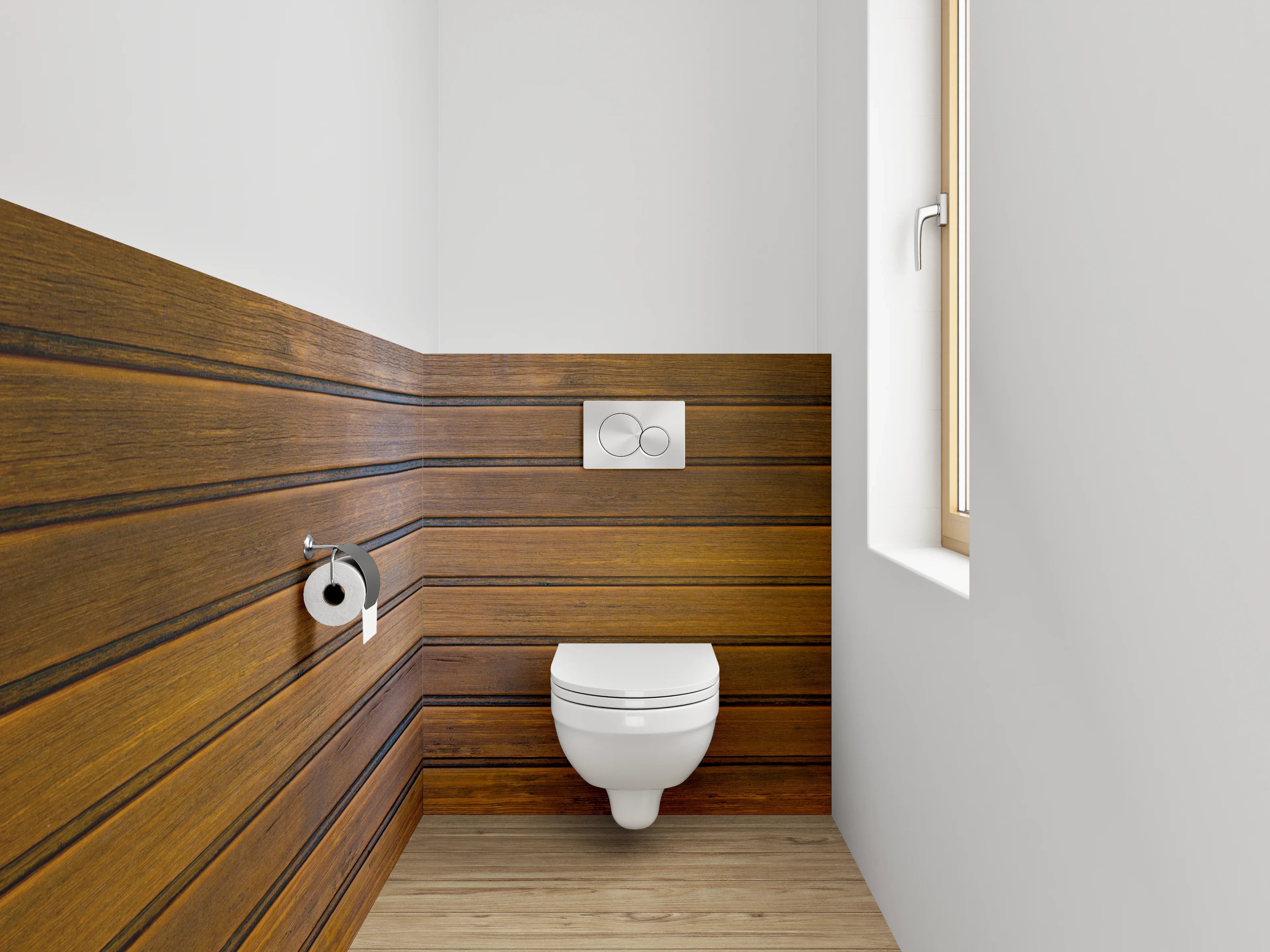 WC-Rückwand - Rustikale Holz-Paneele