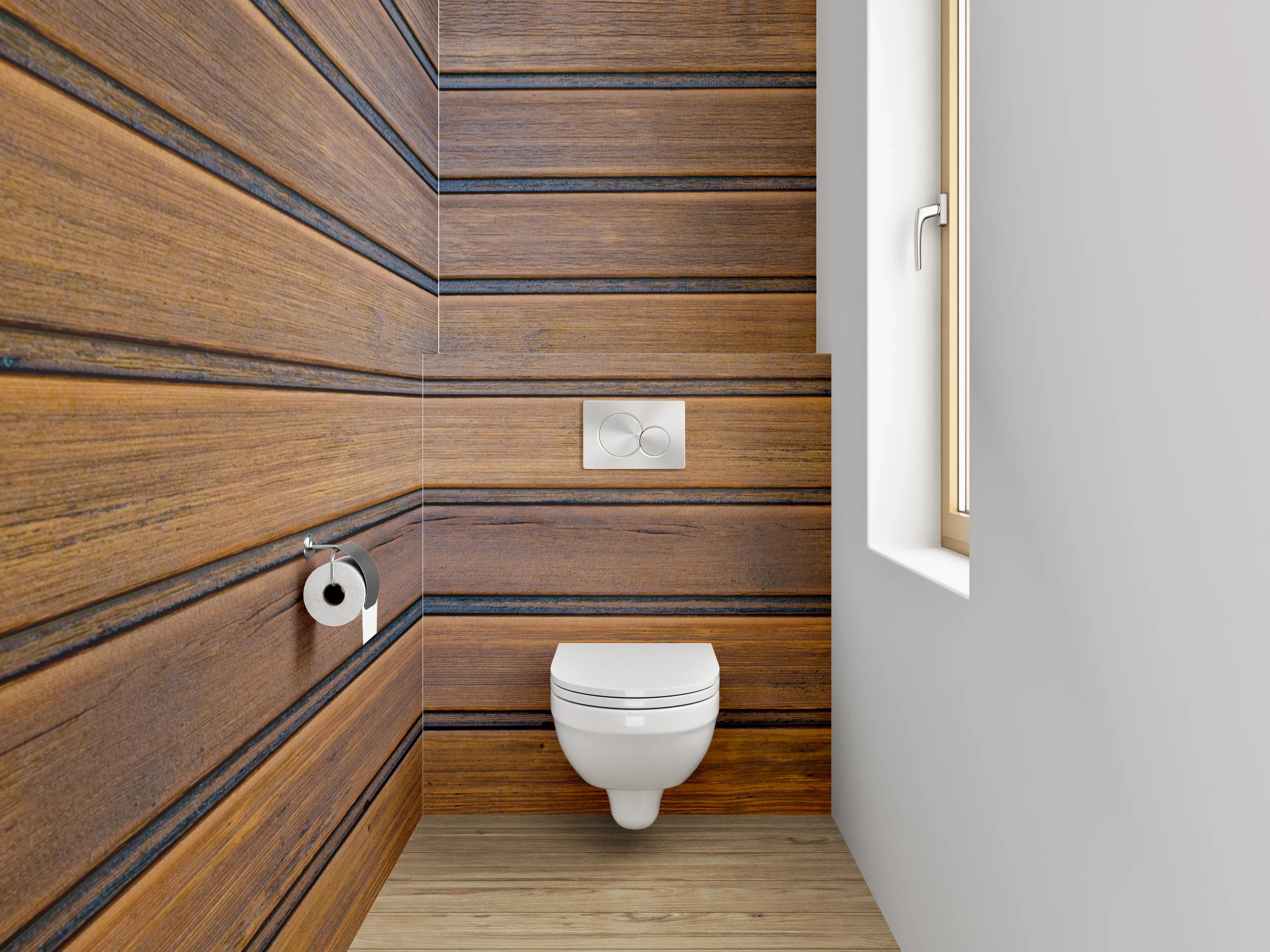 WC-Rückwand - Rustikale Holz-Paneele