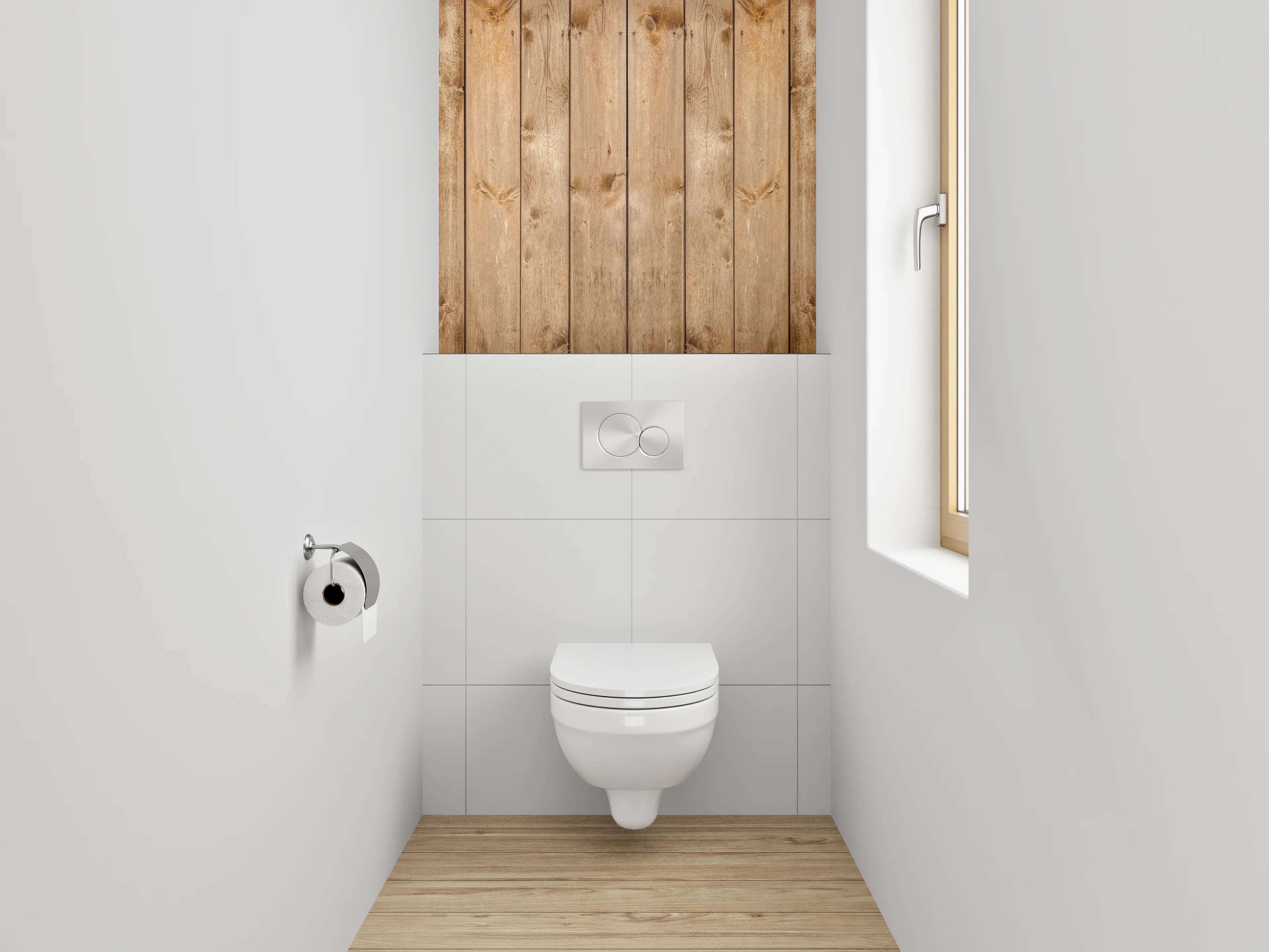 WC-Rückwand - Rustikale Holzlatten Wanddekor