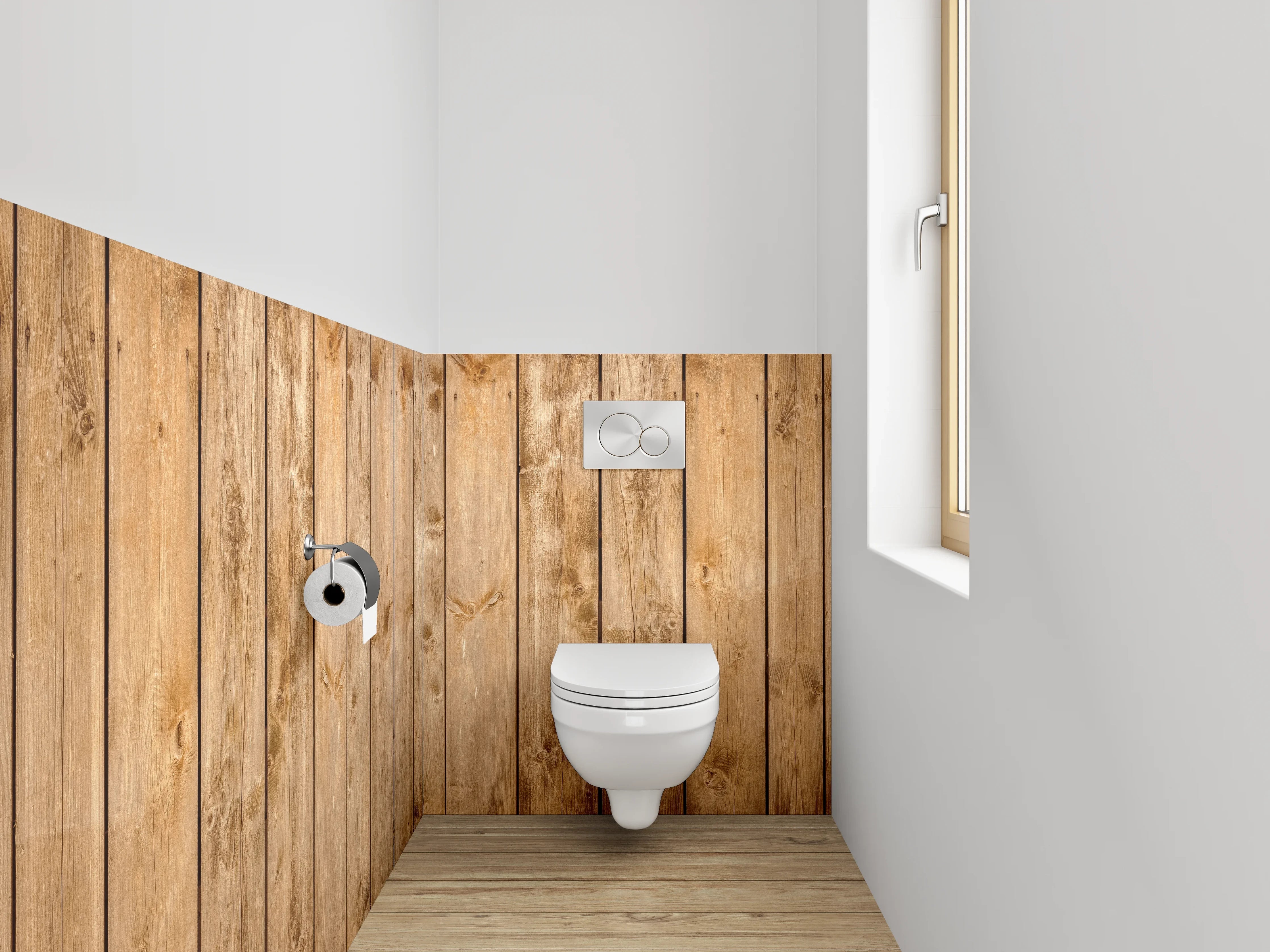 WC-Rückwand - Rustikale Holzlatten Wanddekor
