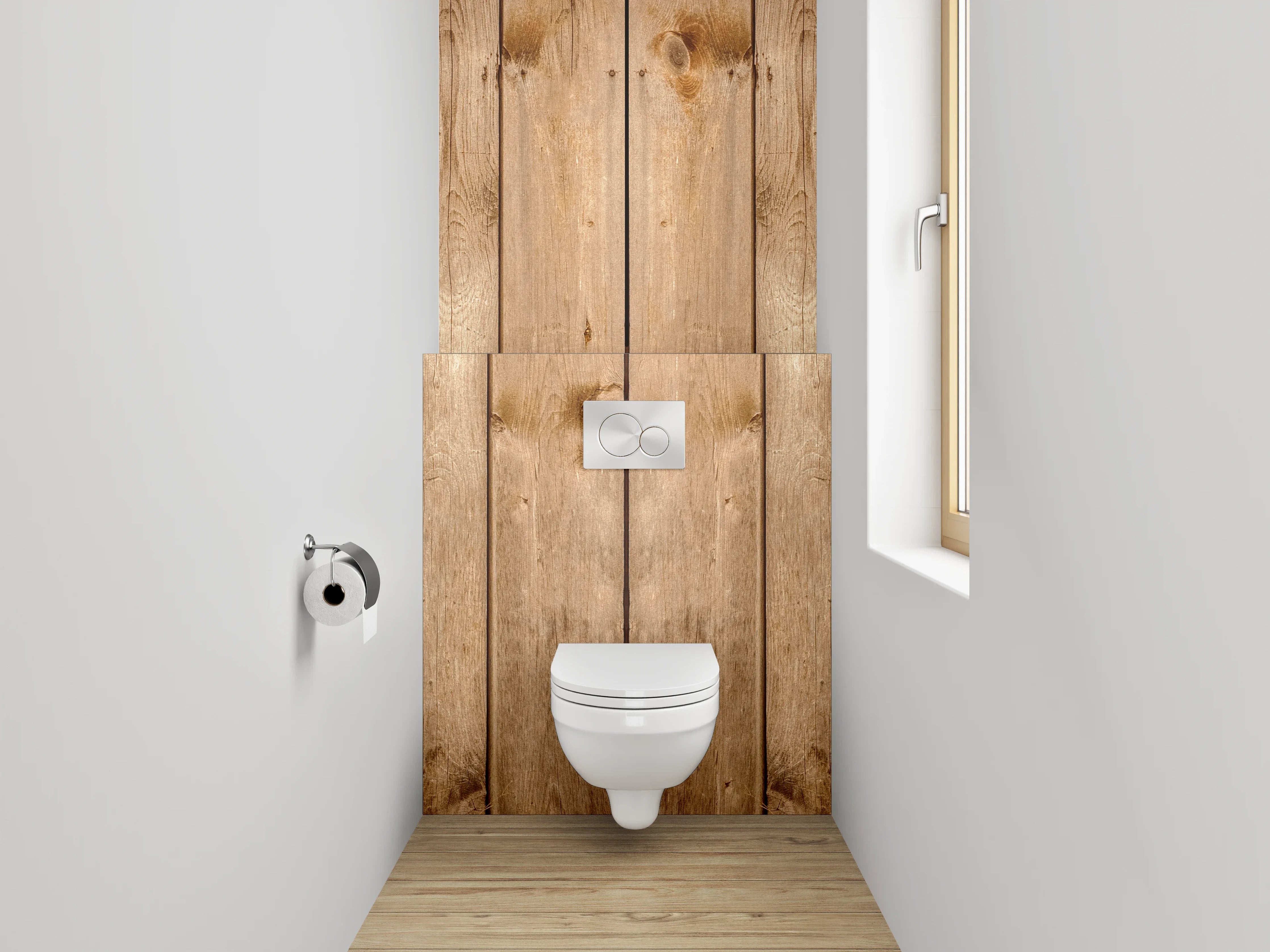 WC-Rückwand - Rustikale Holzlatten Wanddekor