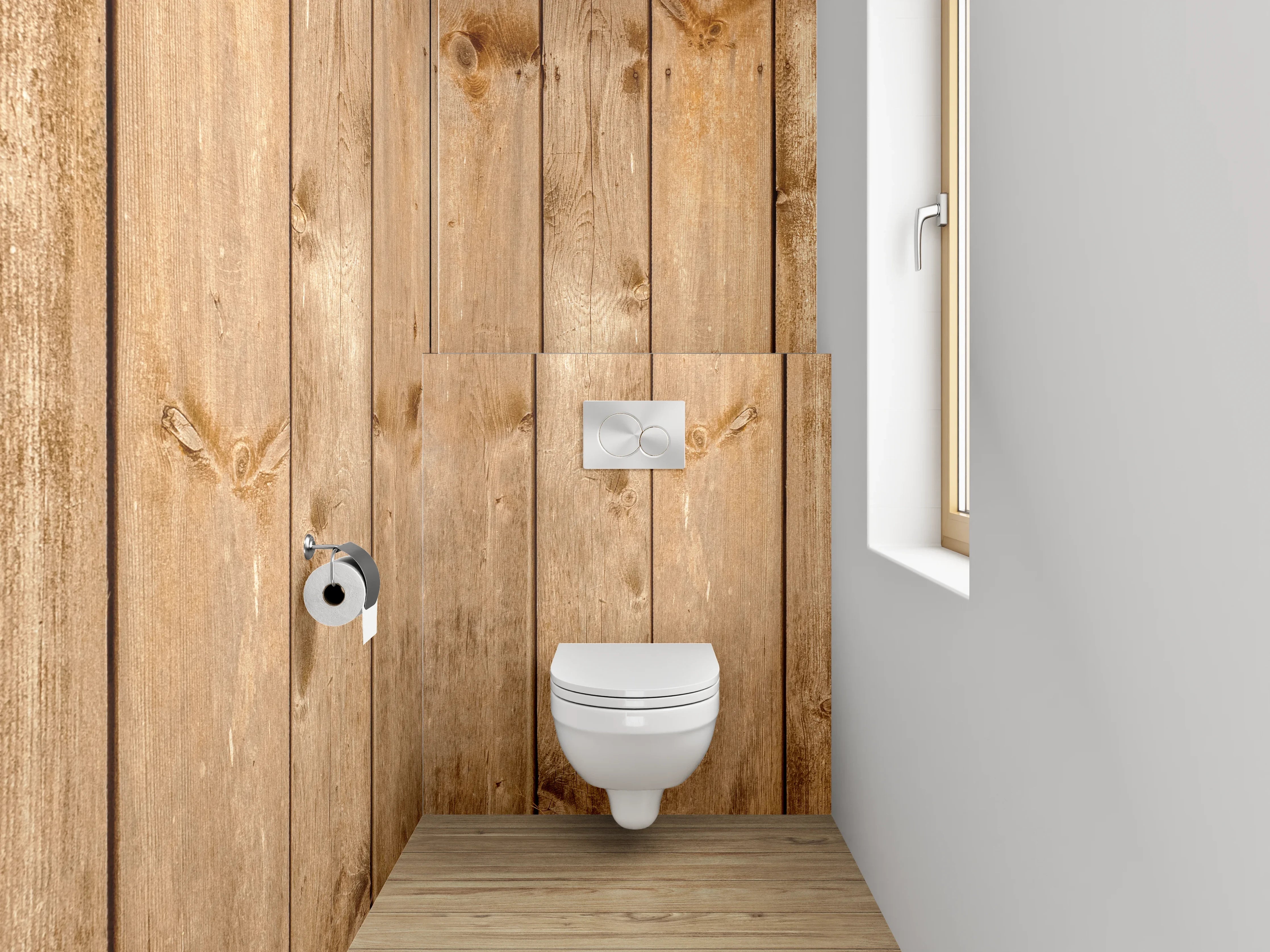 WC-Rückwand - Rustikale Holzlatten Wanddekor