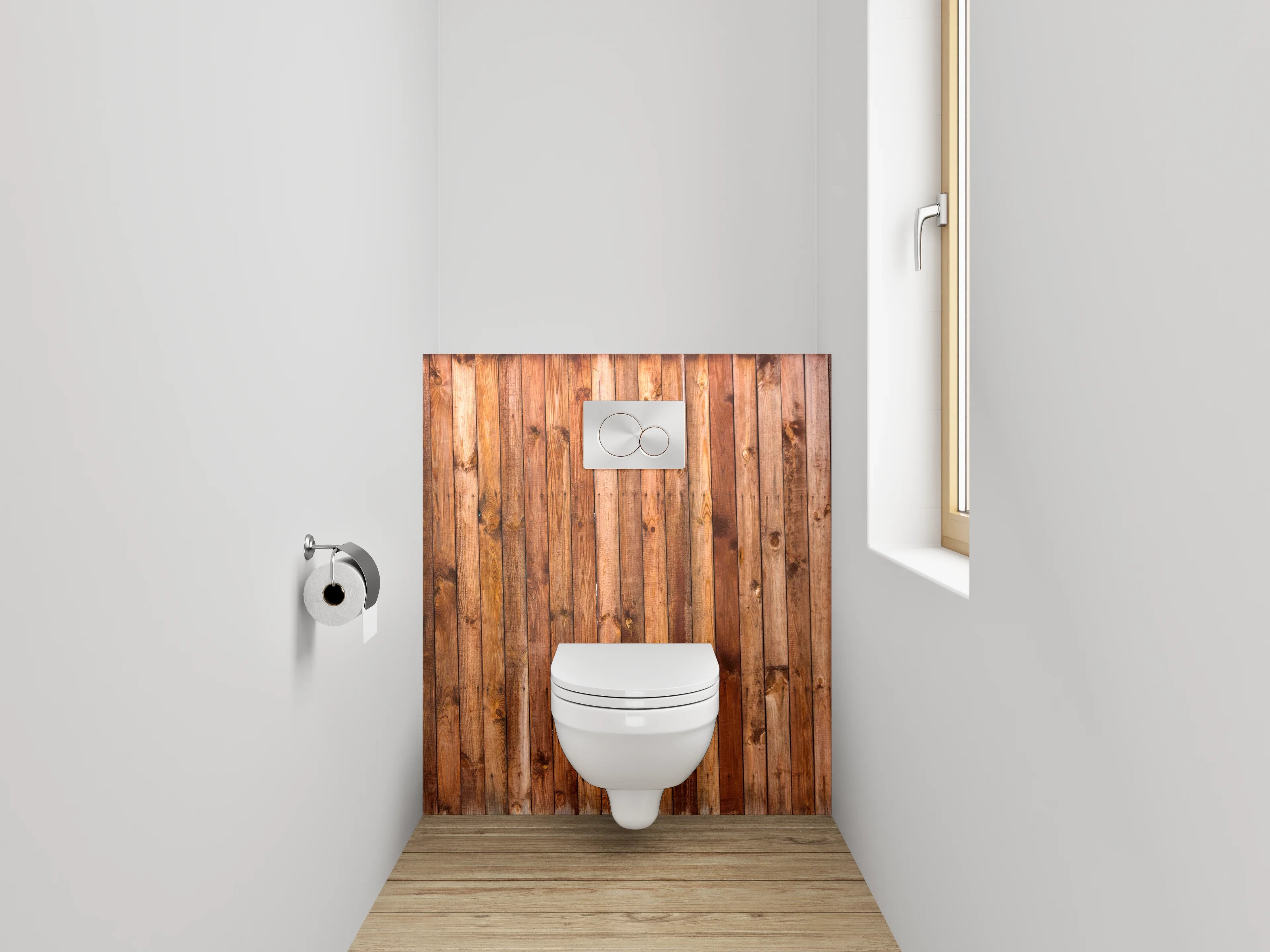 WC-Rückwand - Rustikale Holzlatten Wandoptik