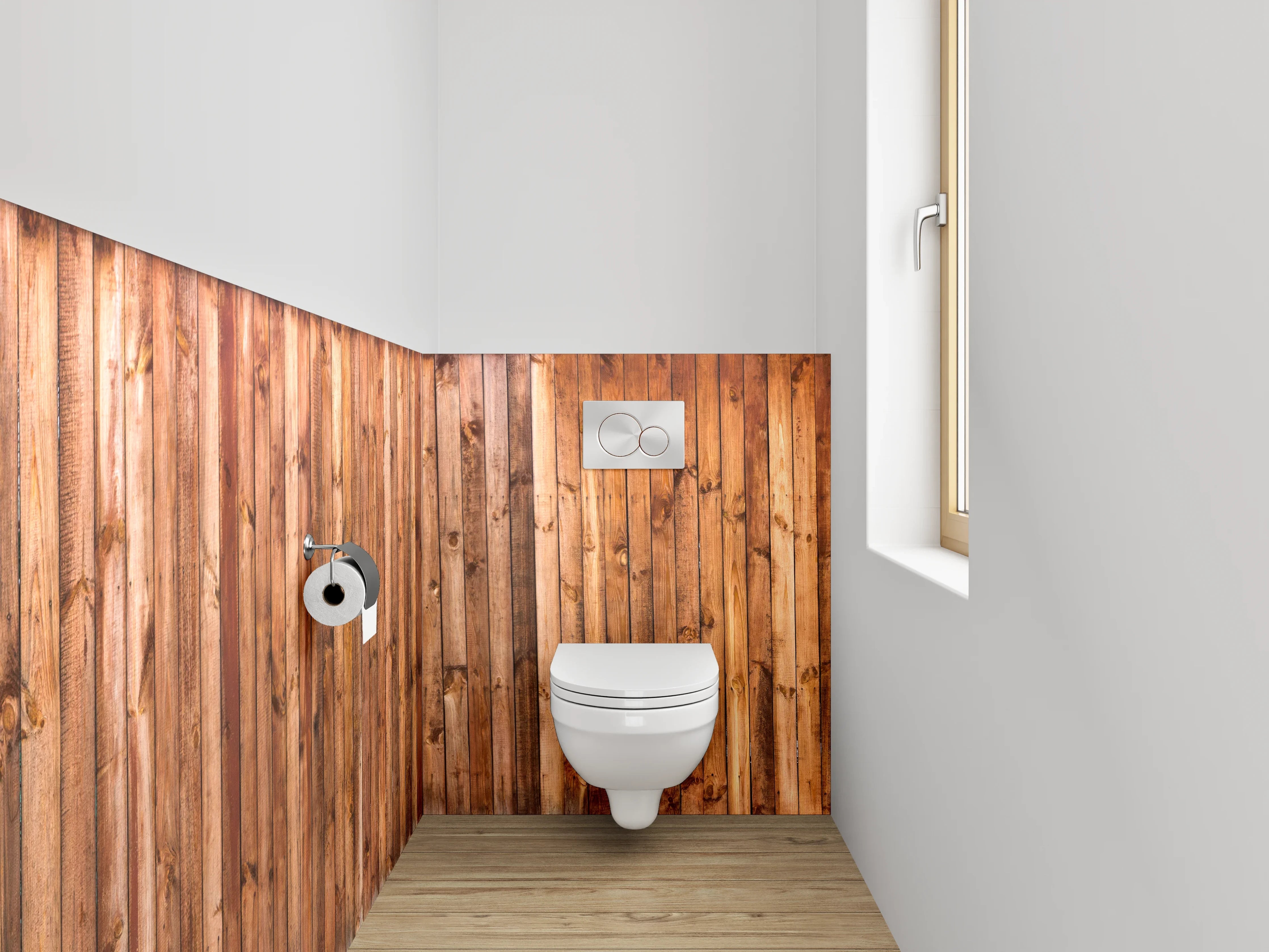WC-Rückwand - Rustikale Holzlatten Wandoptik