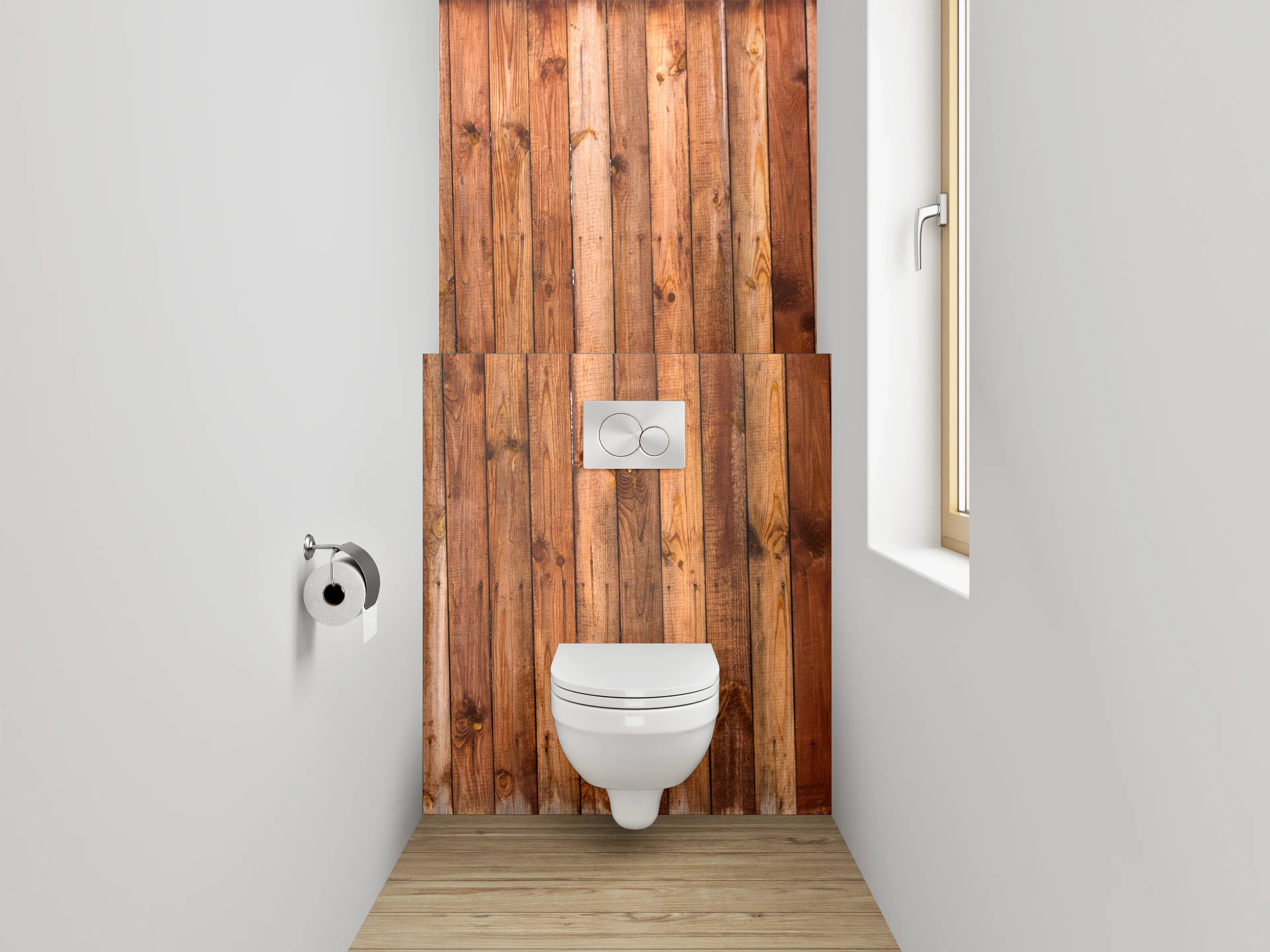 WC-Rückwand - Rustikale Holzlatten Wandoptik