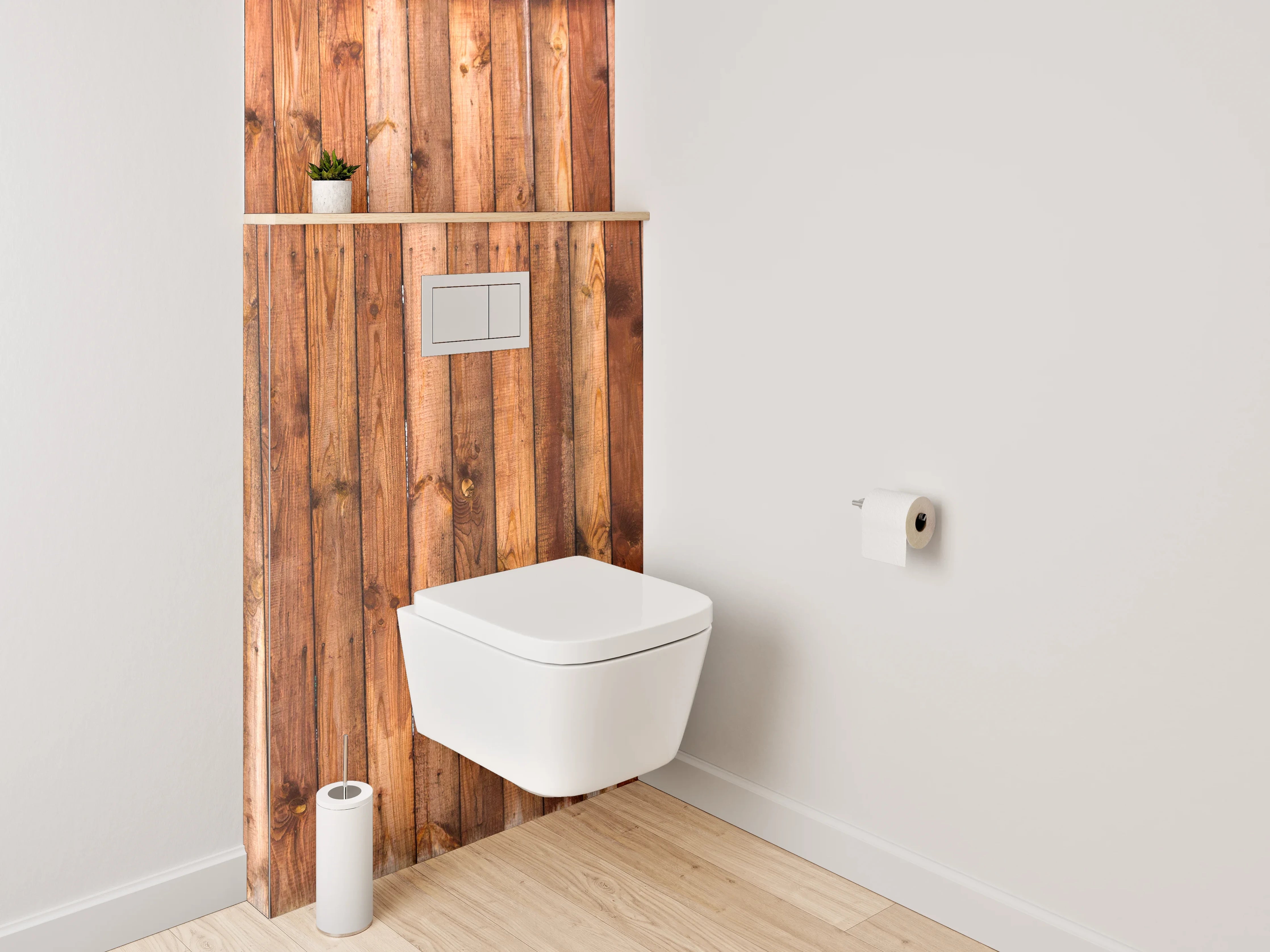 WC-Rückwand - Rustikale Holzlatten Wandoptik