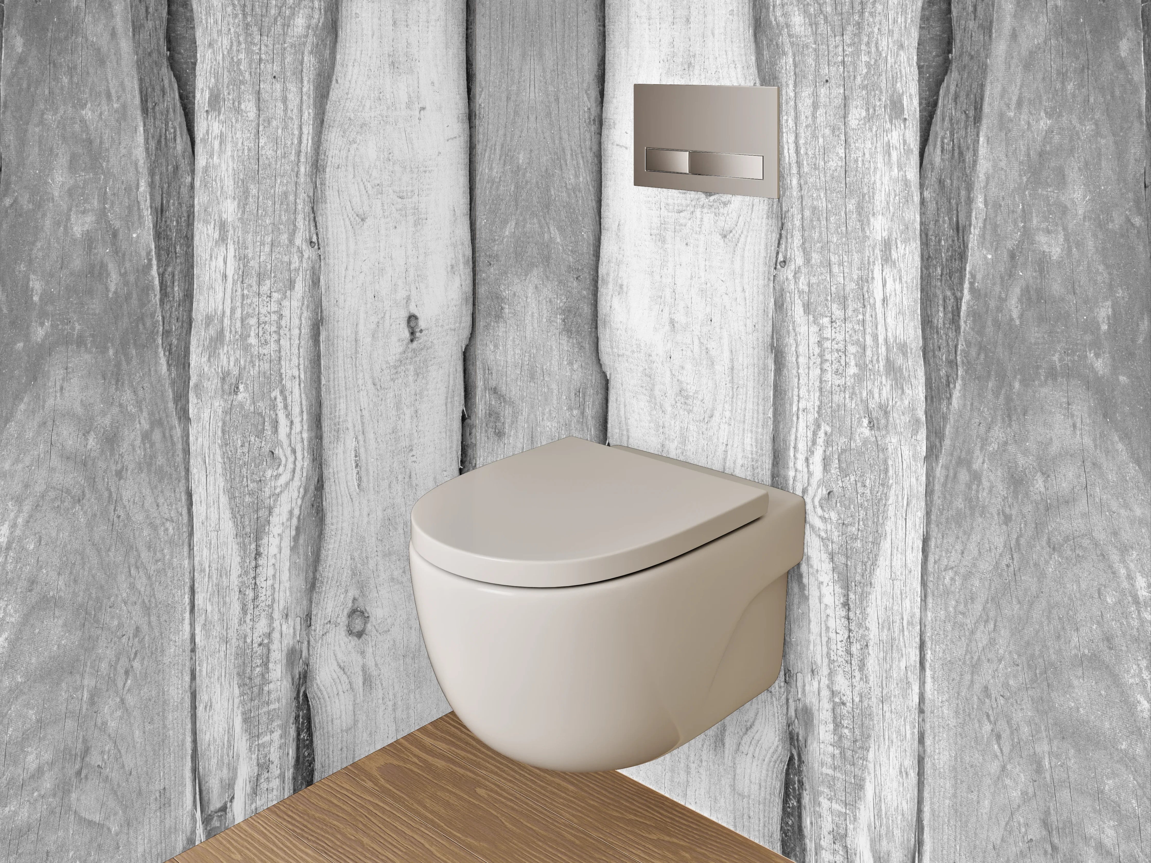 WC-Rückwand - Rustikale Holzlatten in Schwarz-Weiß
