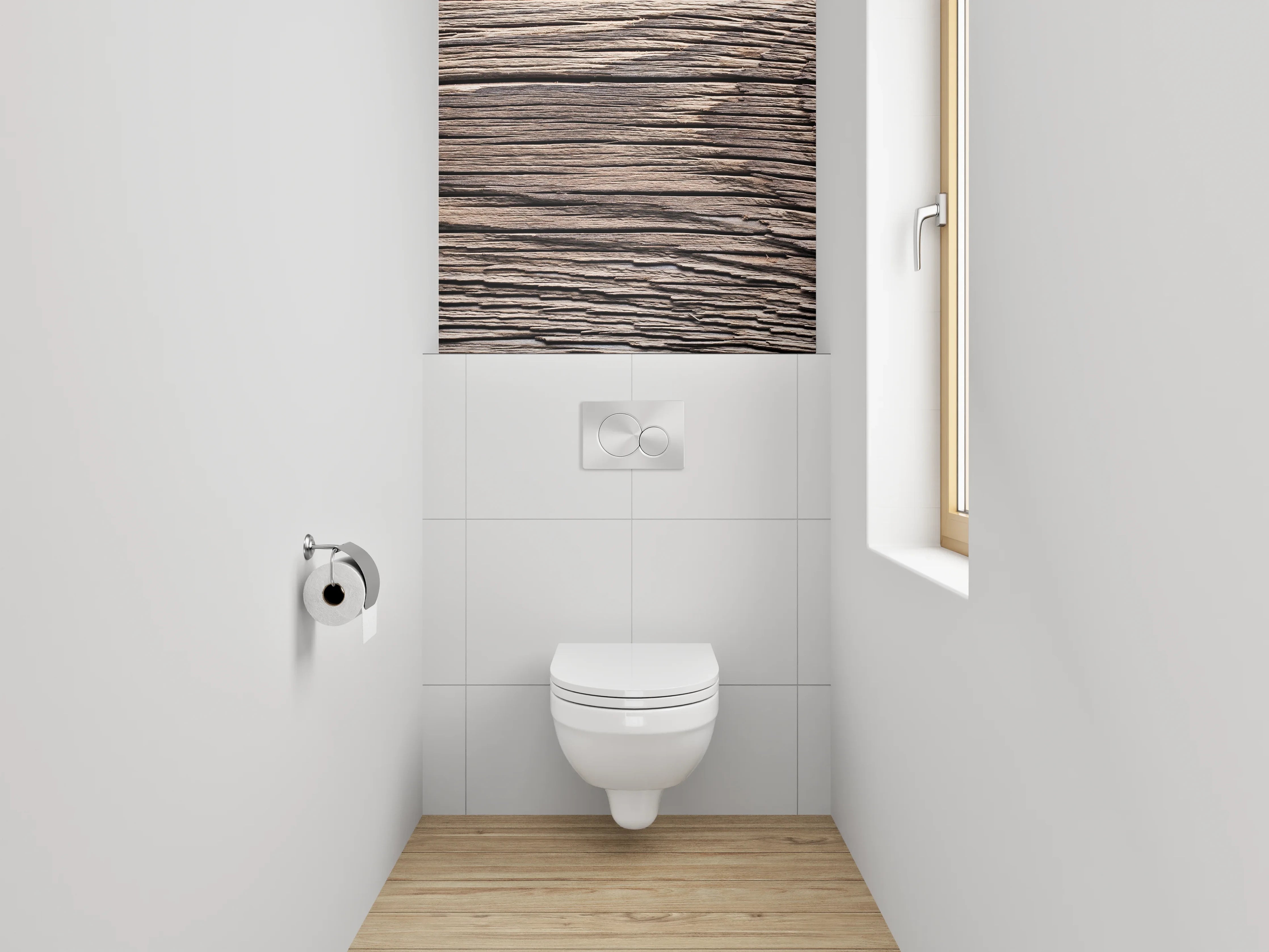 WC-Rückwand - Rustikale Holzmaserung in Nahaufnahme