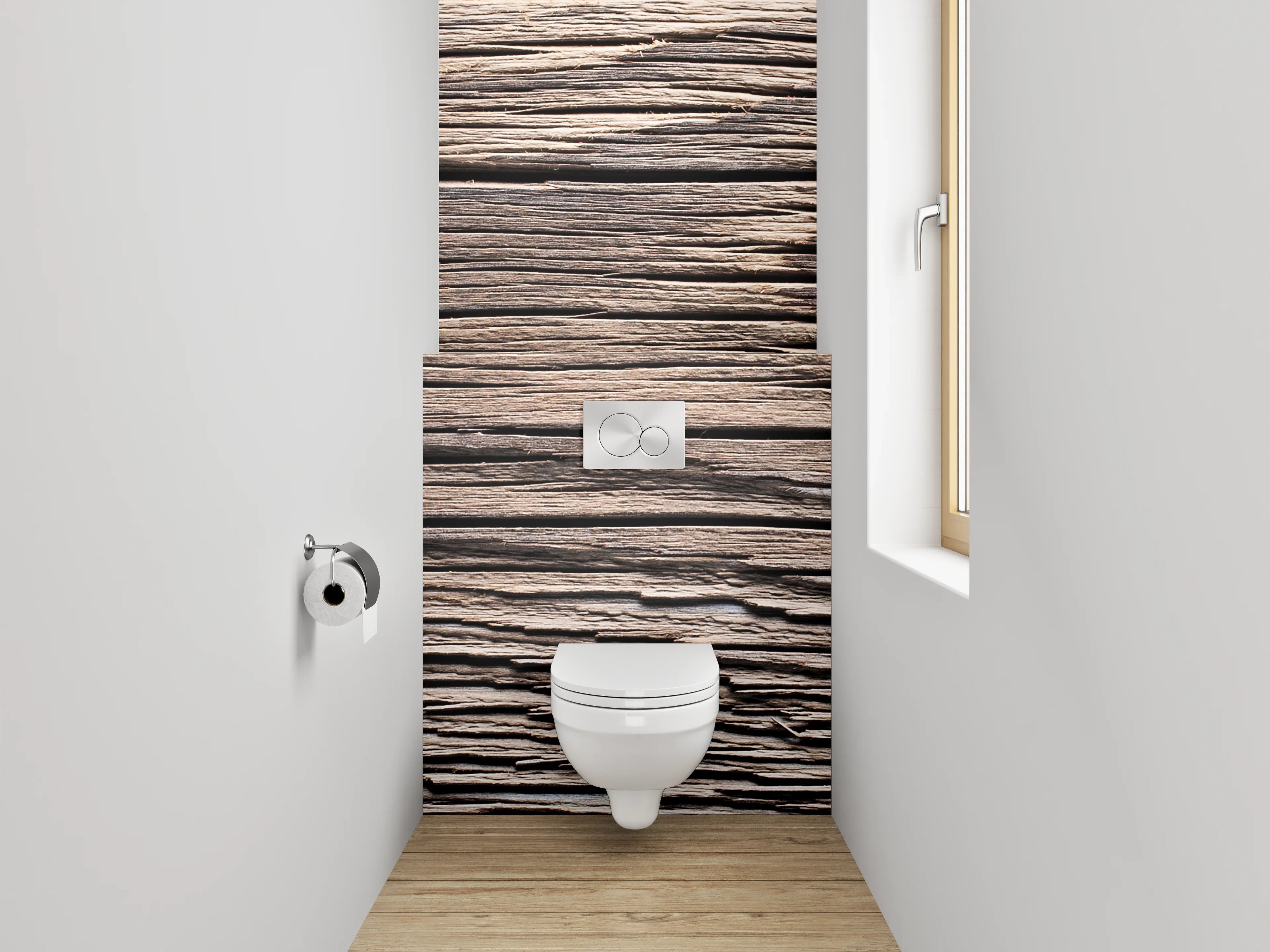 WC-Rückwand - Rustikale Holzmaserung in Nahaufnahme