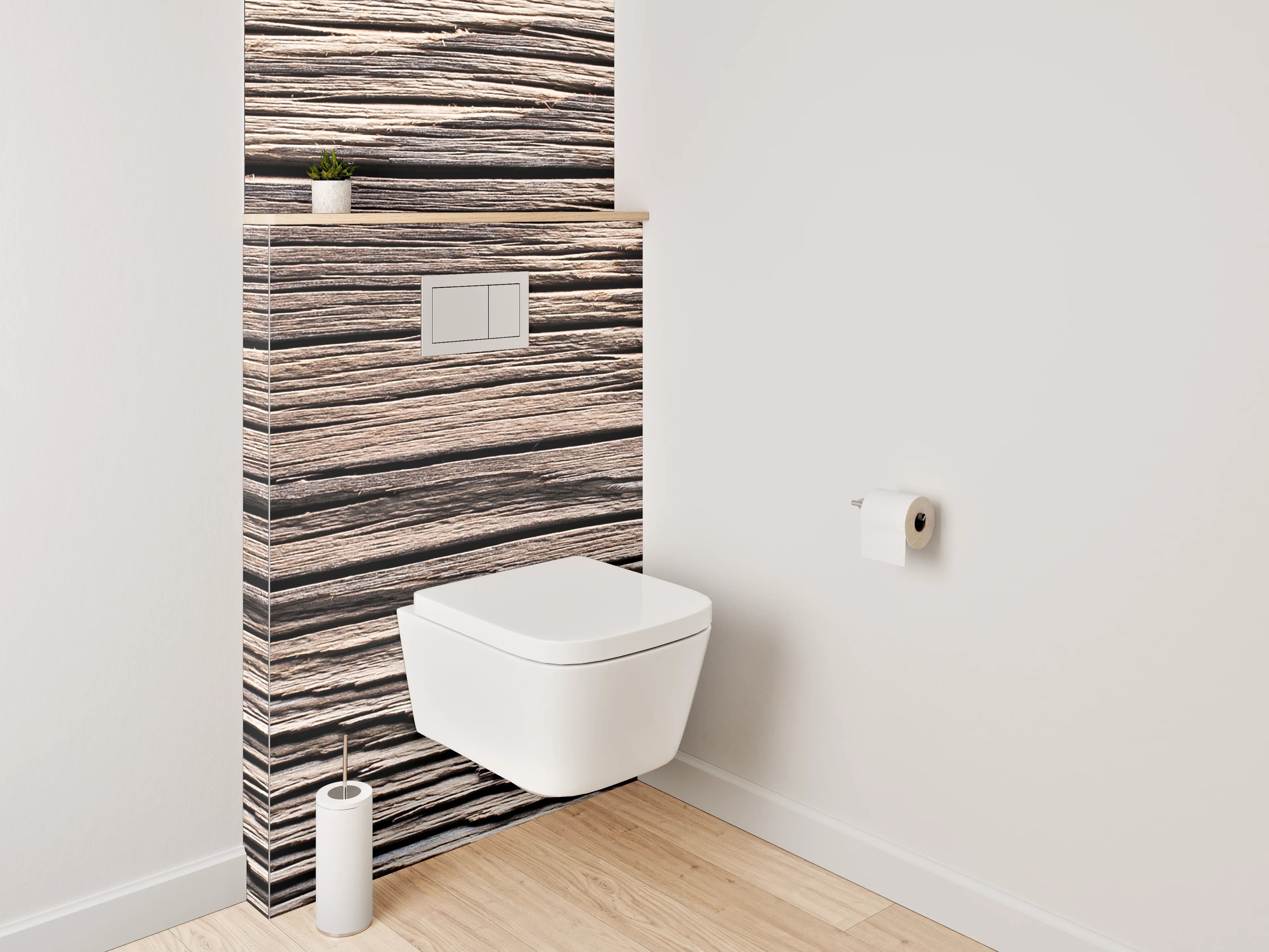 WC-Rückwand - Rustikale Holzmaserung in Nahaufnahme