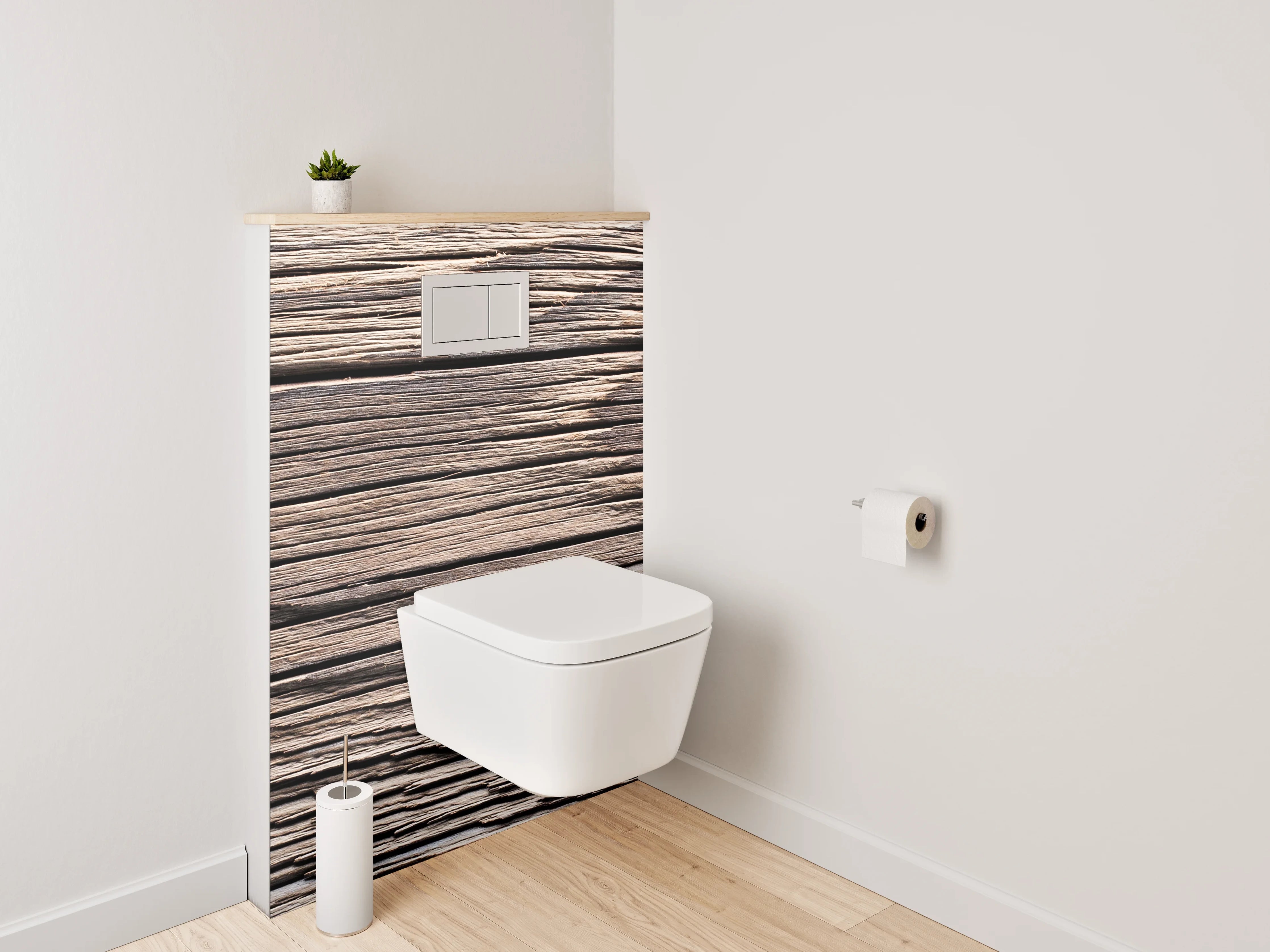 WC-Rückwand - Rustikale Holzmaserung in Nahaufnahme