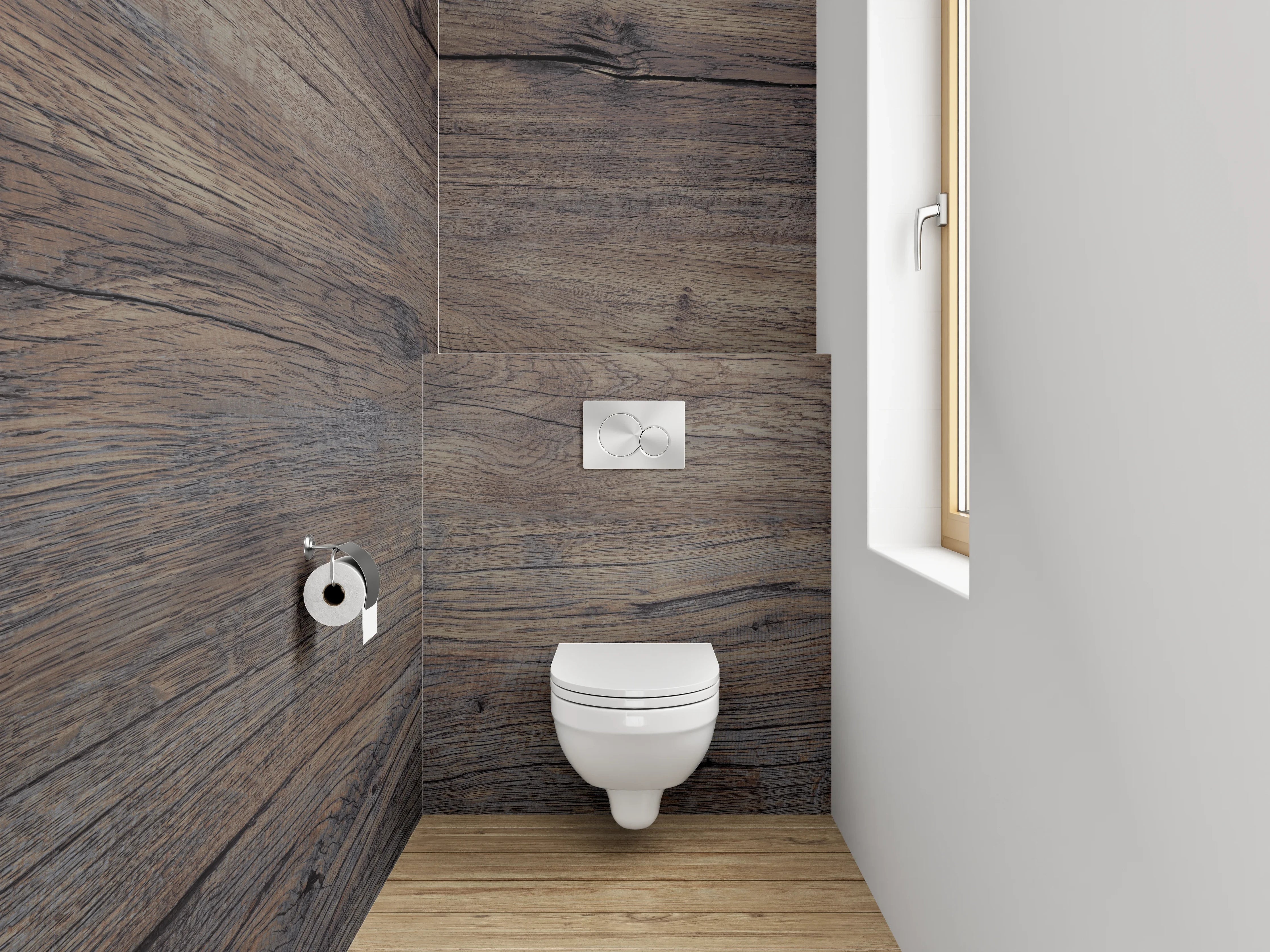 WC-Rückwand - Rustikale Holzoptik Braun Grau