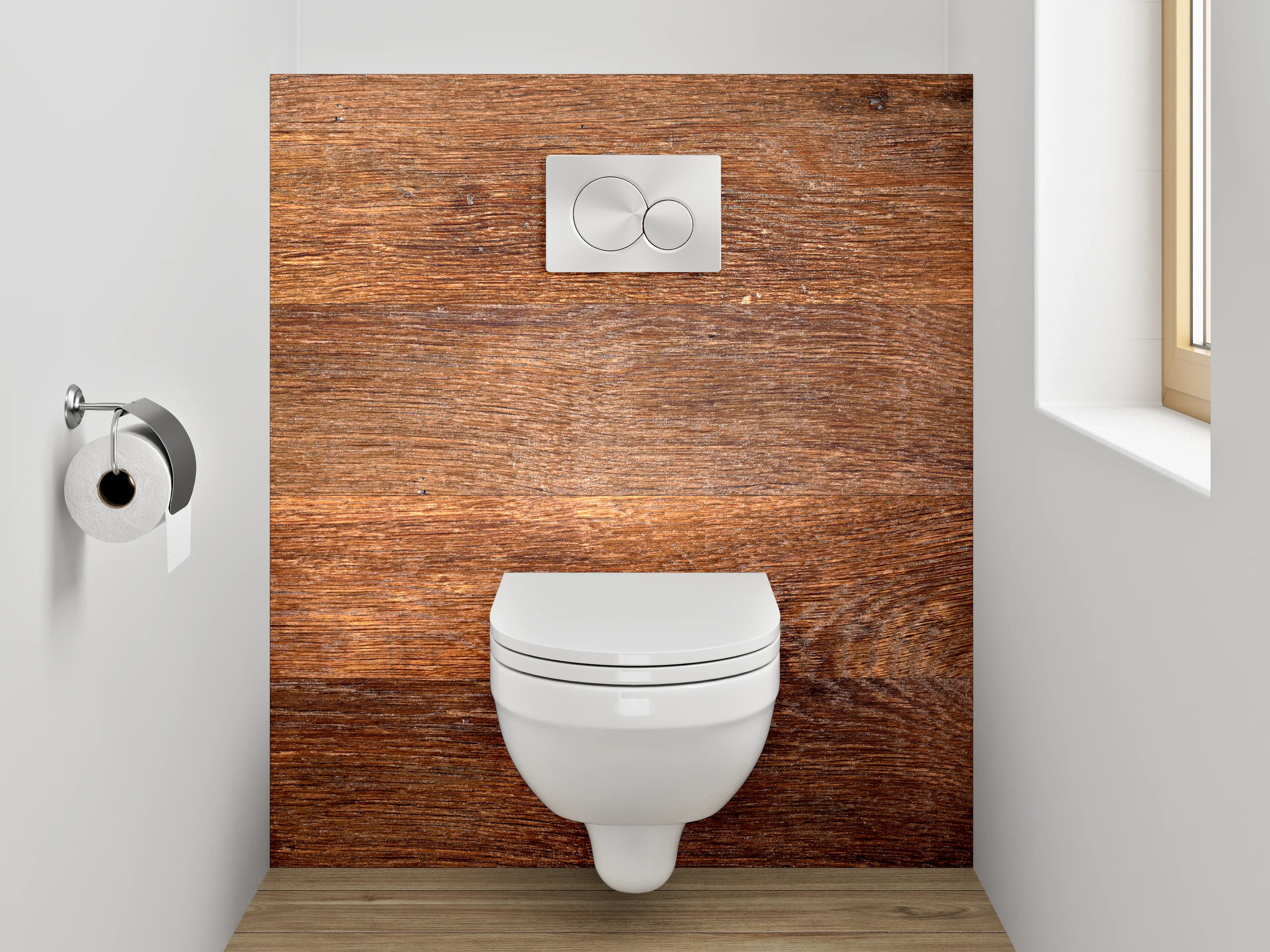 WC-Rückwand - Rustikale Holzoptik Braun Wandpaneel