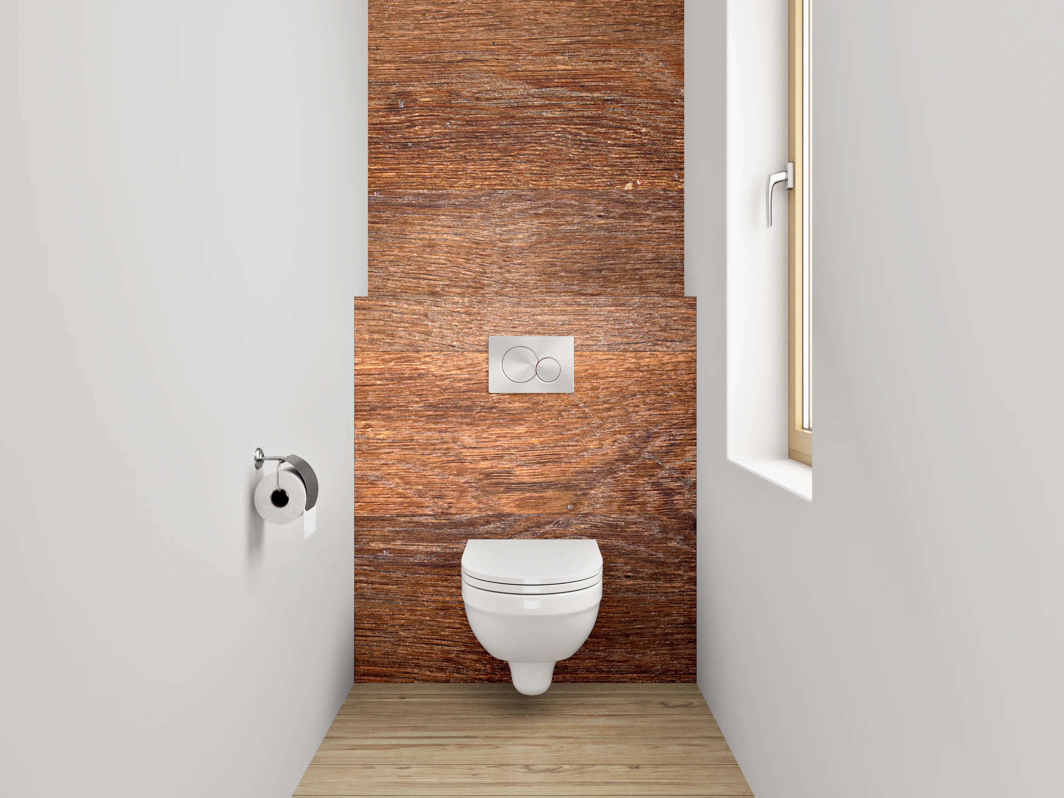 WC-Rückwand - Rustikale Holzoptik Braun Wandpaneel