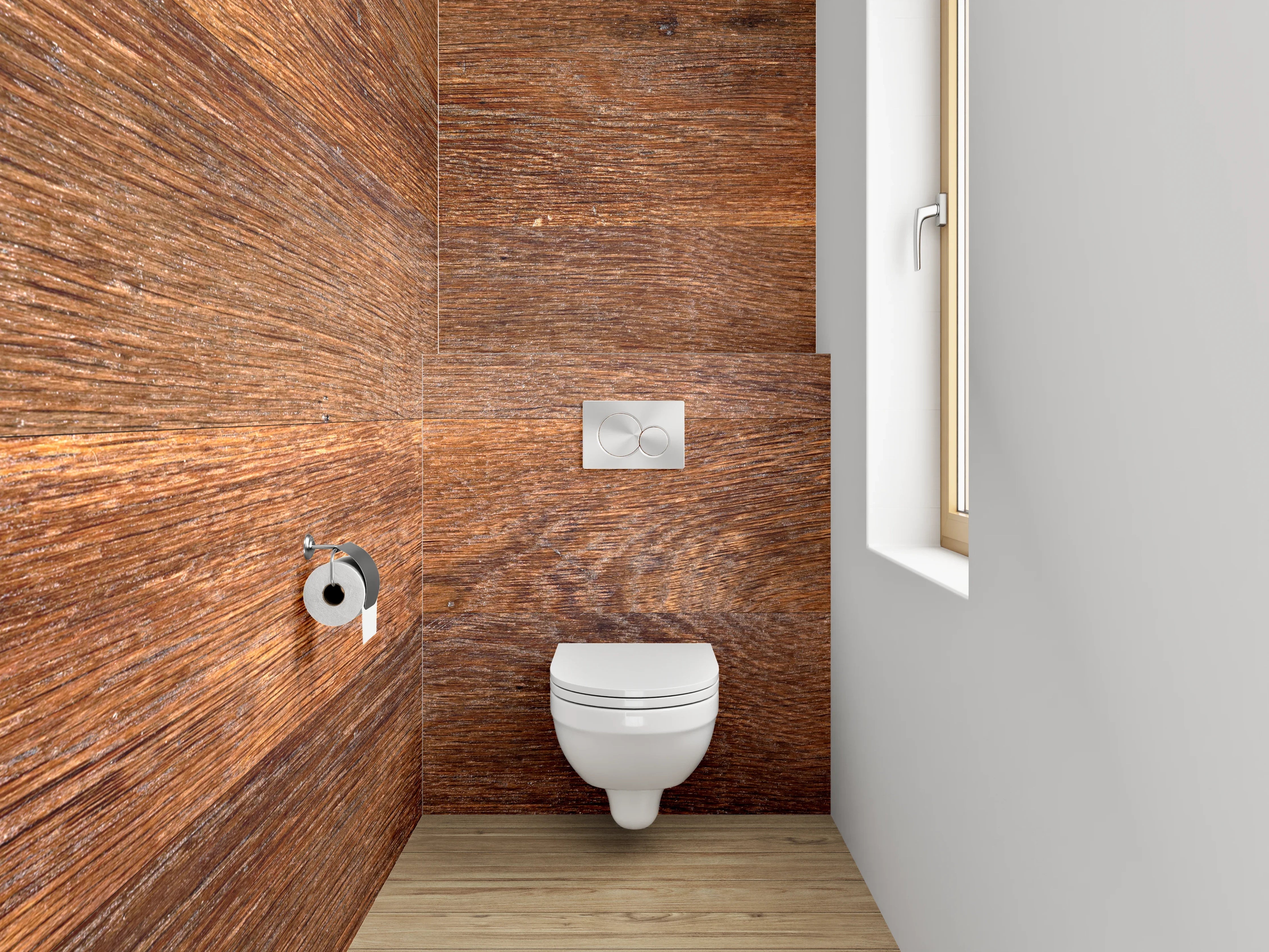 WC-Rückwand - Rustikale Holzoptik Braun Wandpaneel
