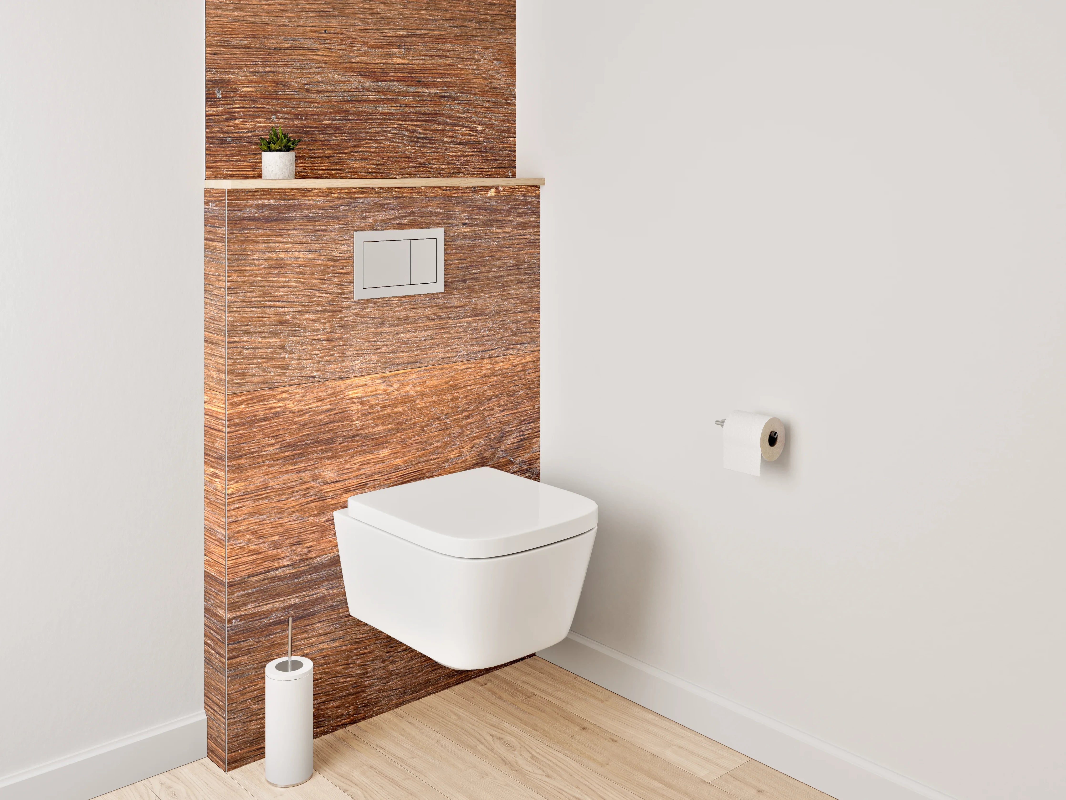 WC-Rückwand - Rustikale Holzoptik Braun Wandpaneel