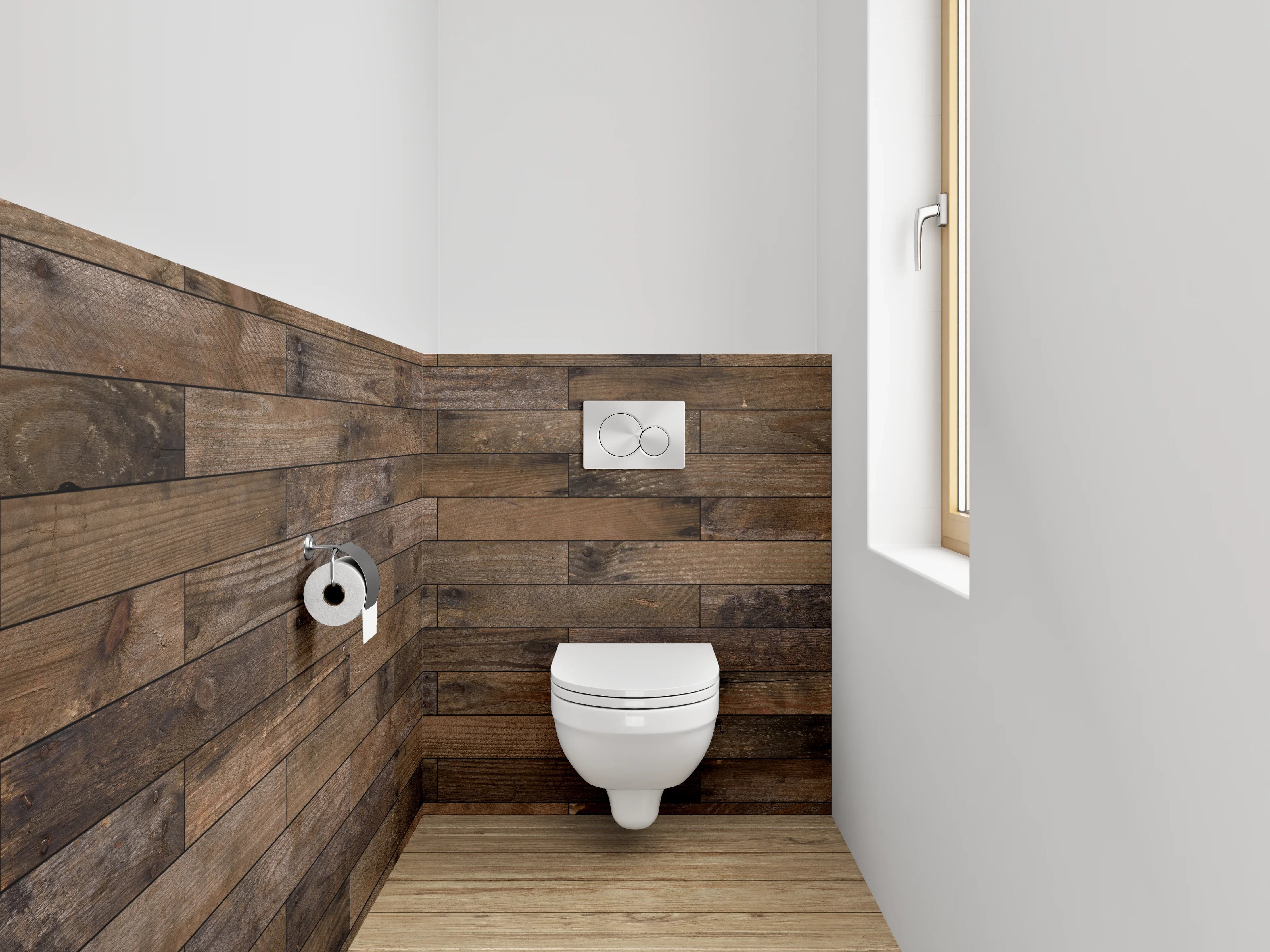 WC-Rückwand - Rustikale Holzoptik Wandverkleidung