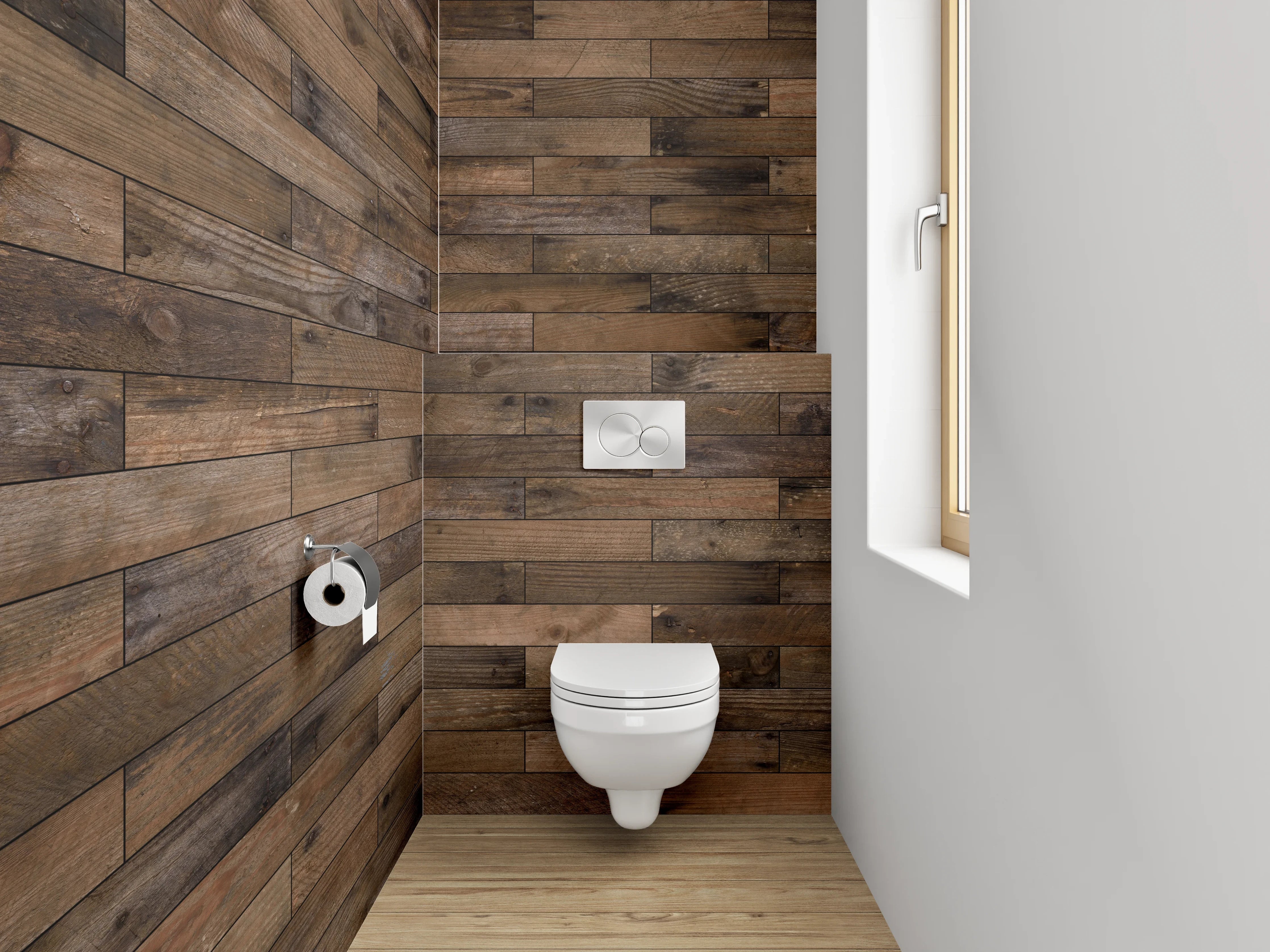 WC-Rückwand - Rustikale Holzoptik Wandverkleidung