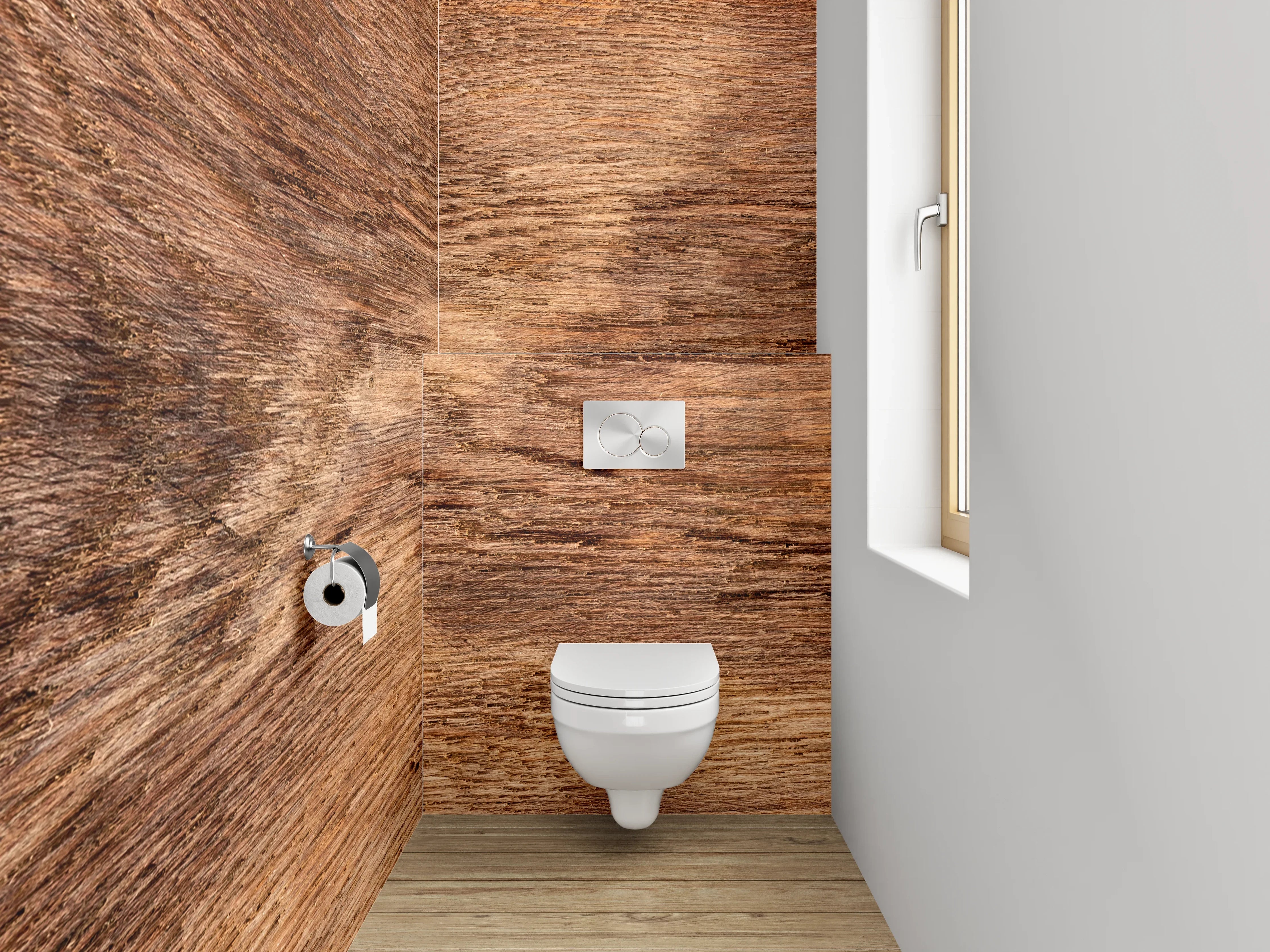 WC-Rückwand - Rustikale Holzoptik – Natur Braun