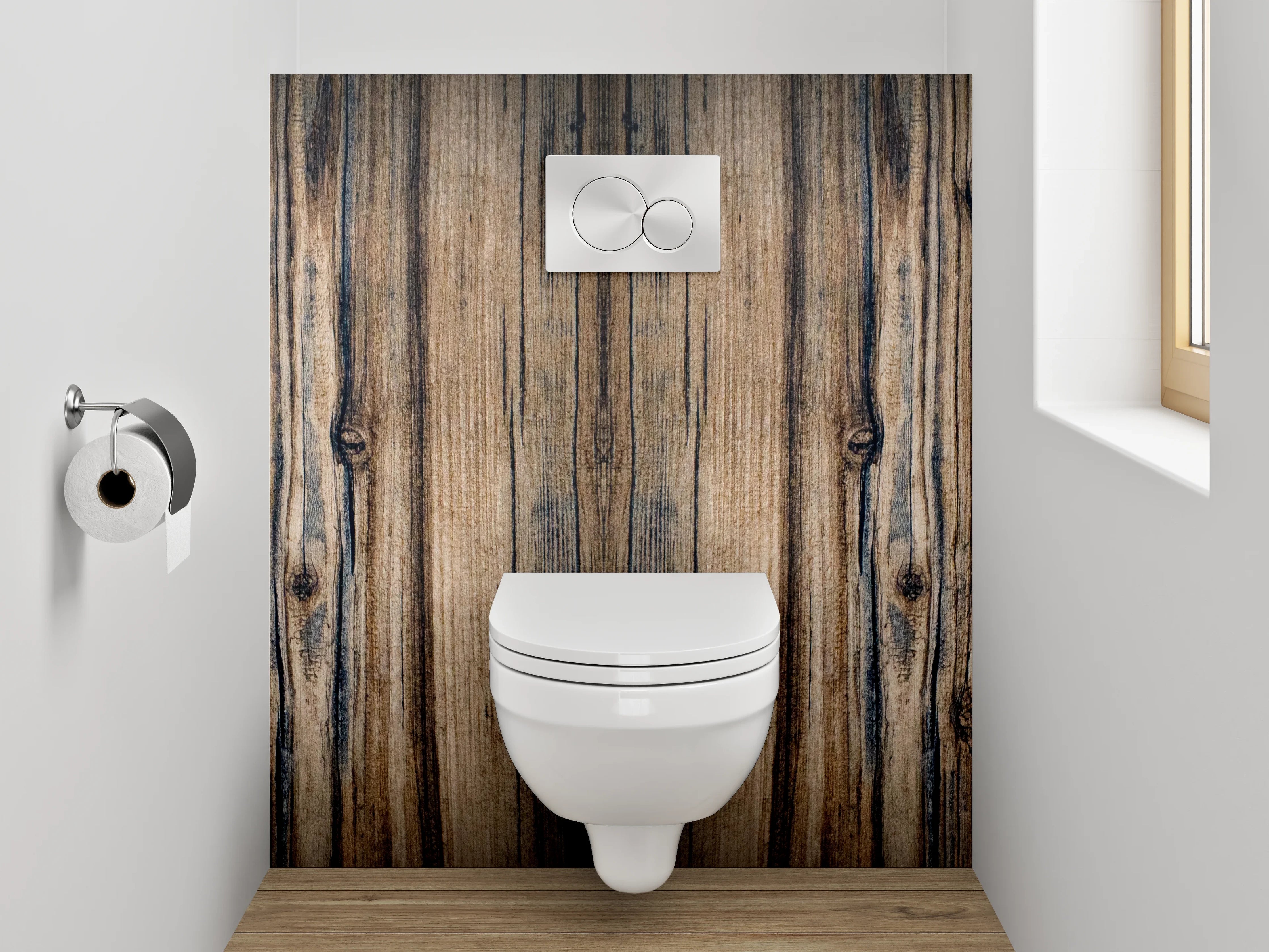 WC-Rückwand - Rustikale Holzoptik für Dein Badezimmer