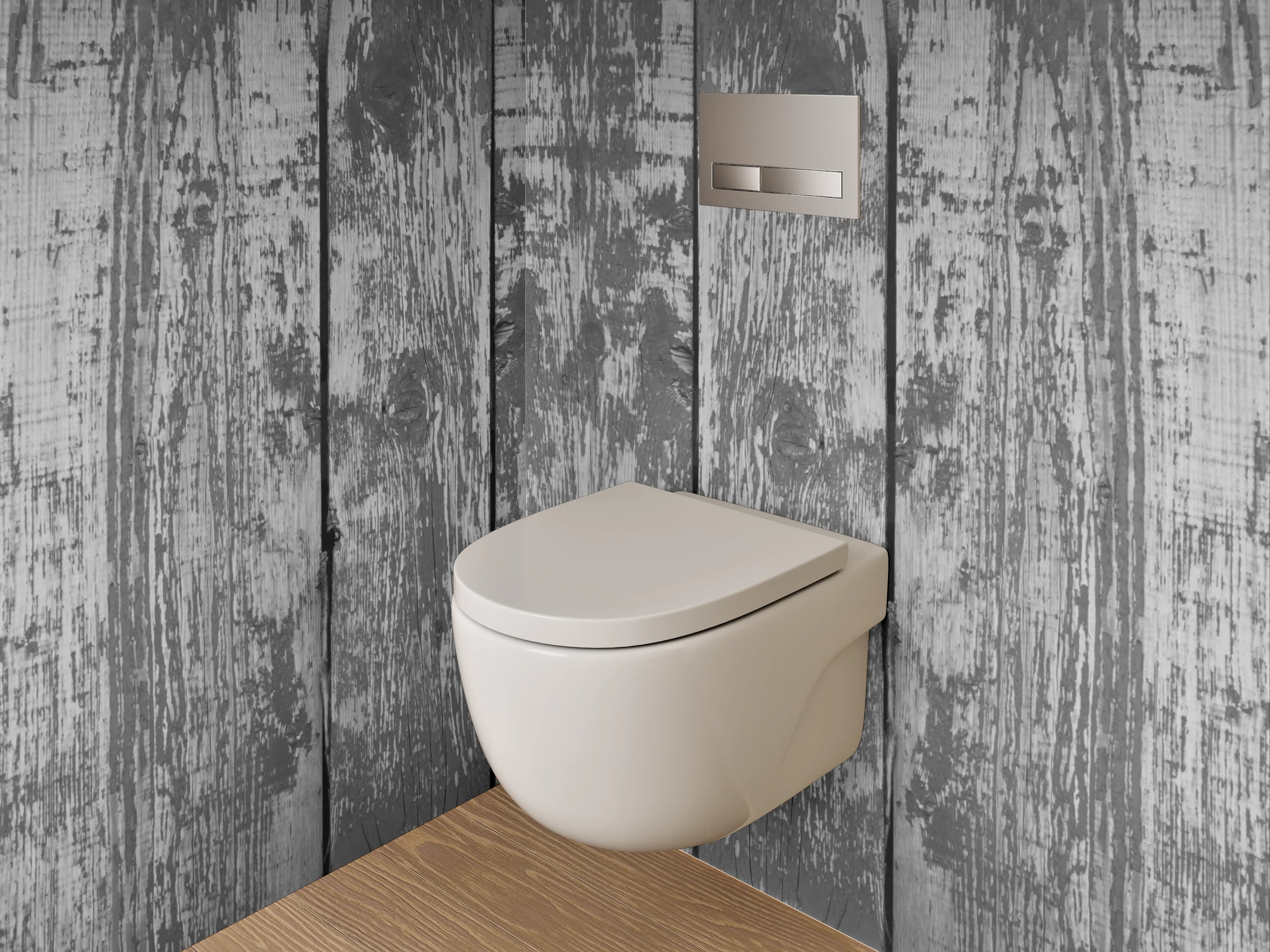 WC-Rückwand - Rustikale Holzoptik in Grau Tönen