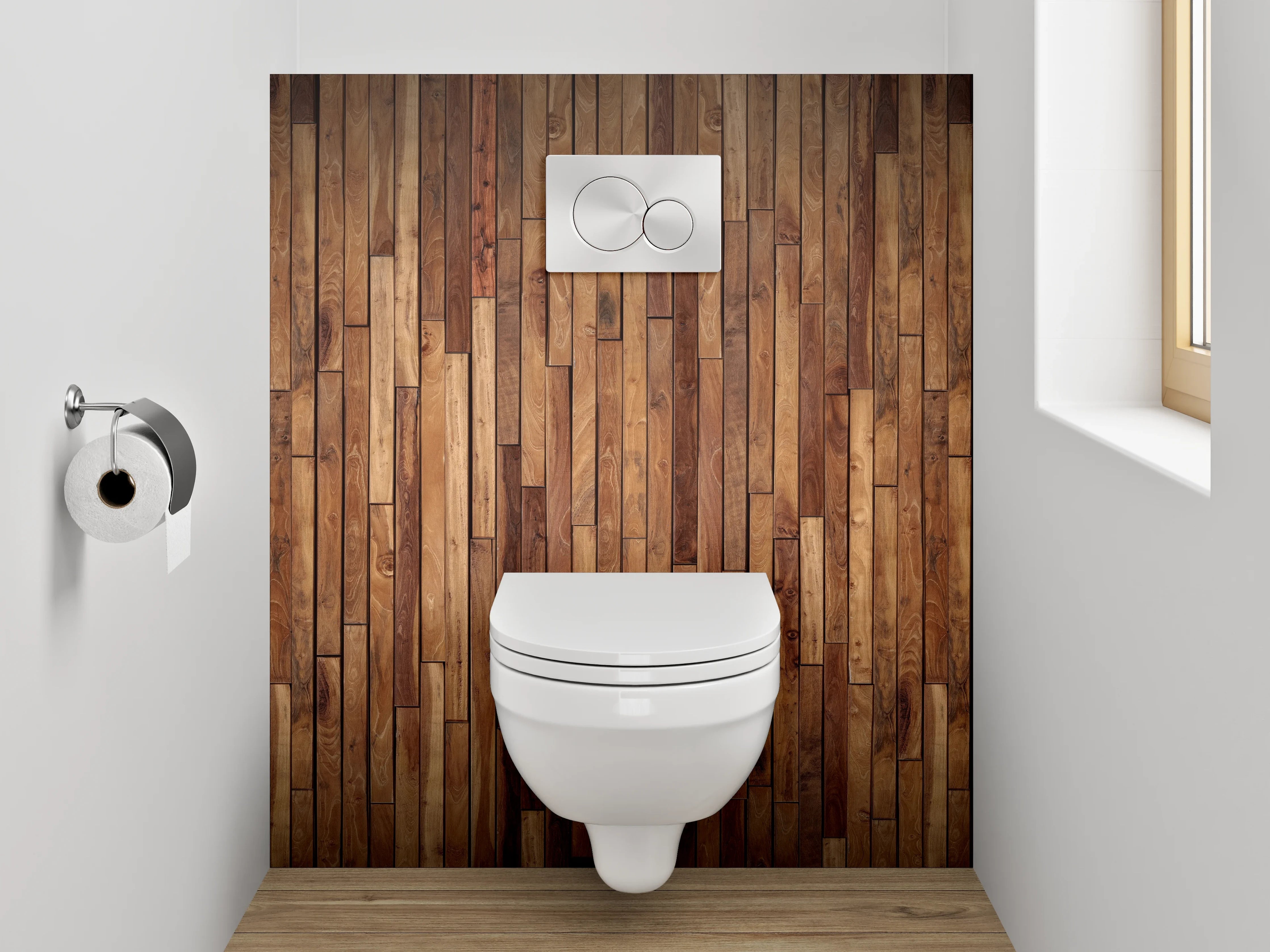 WC-Rückwand - Rustikale Holzpaneel Wandoptik