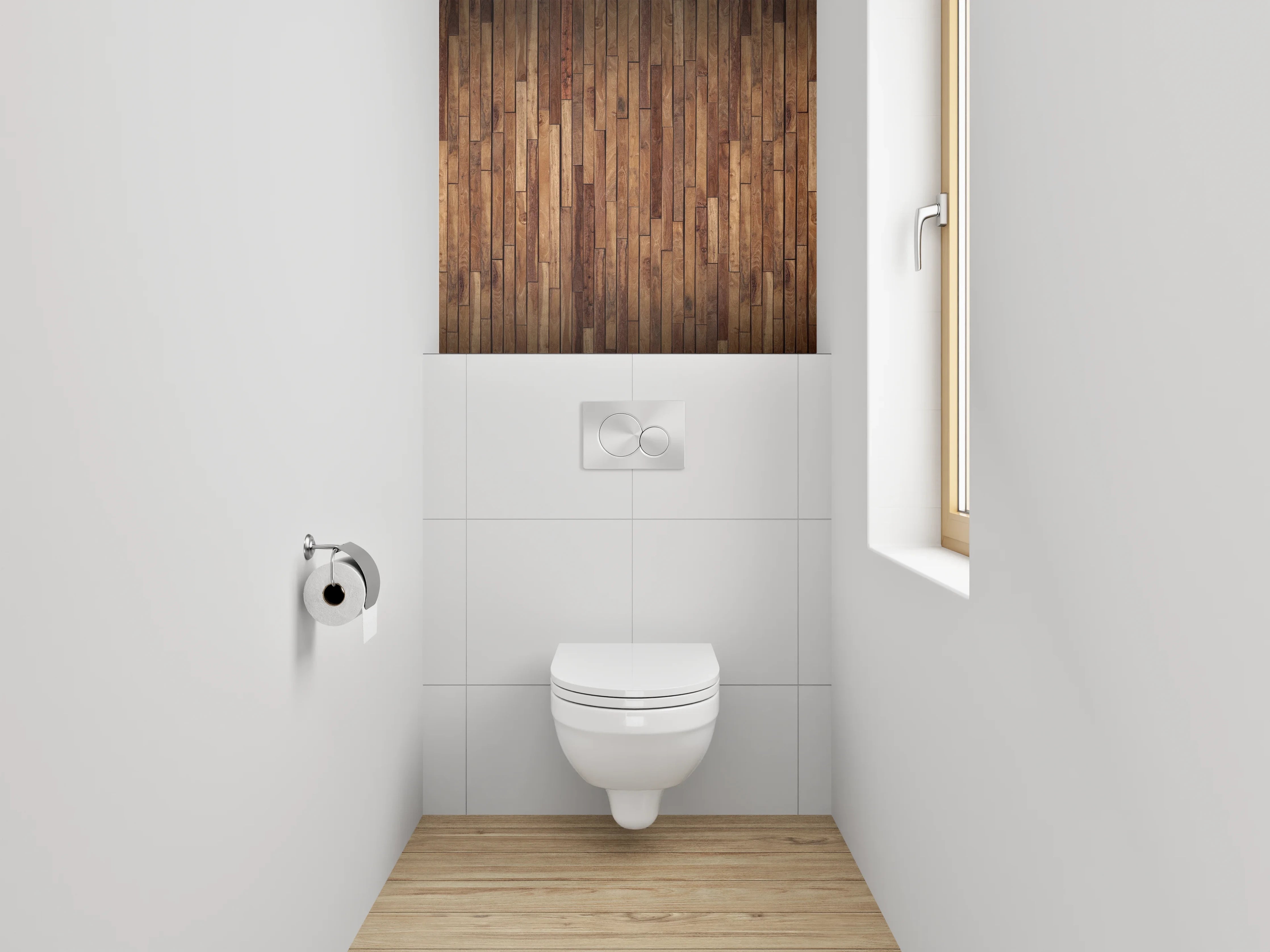 WC-Rückwand - Rustikale Holzpaneel Wandoptik