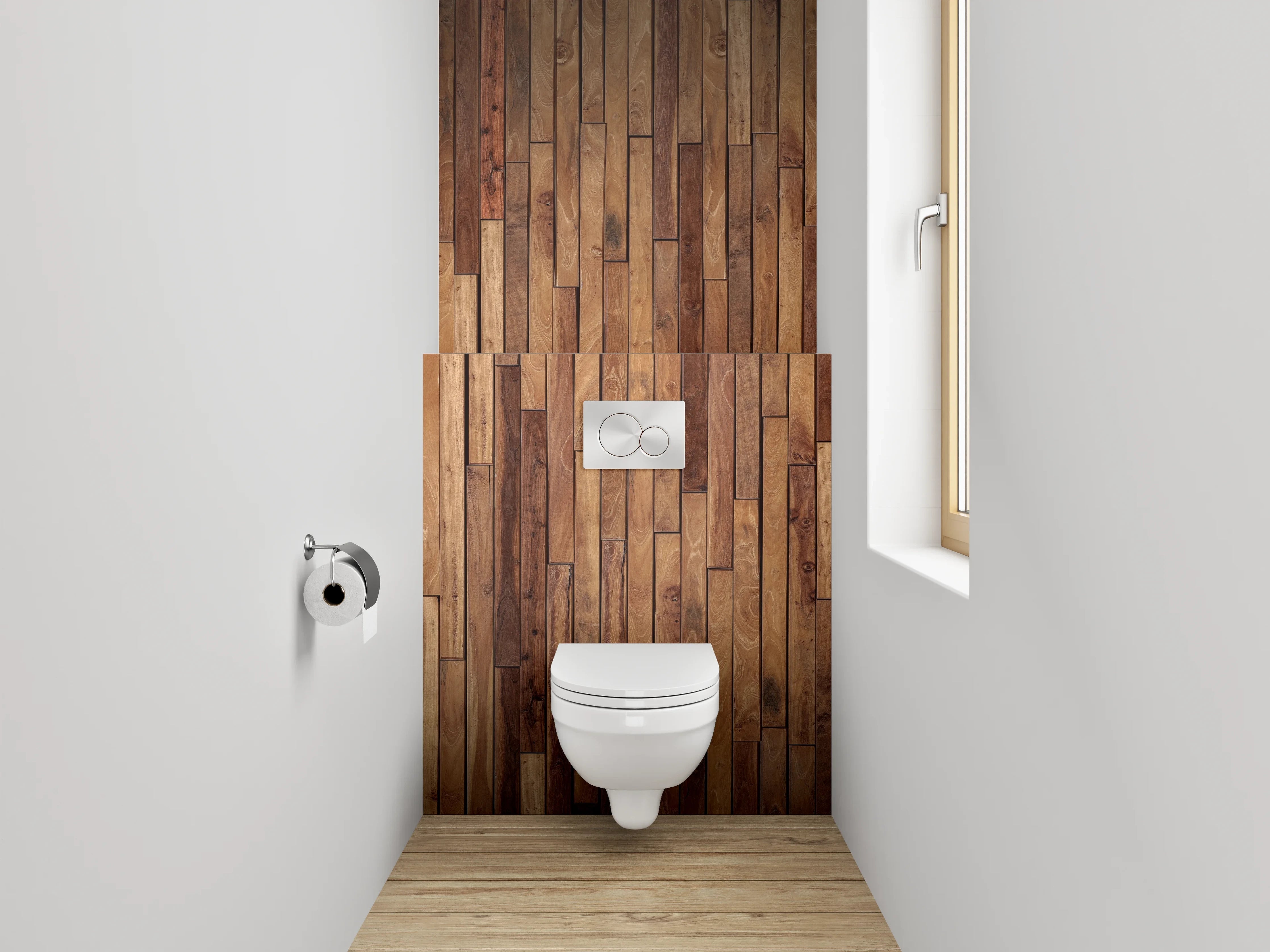 WC-Rückwand - Rustikale Holzpaneel Wandoptik