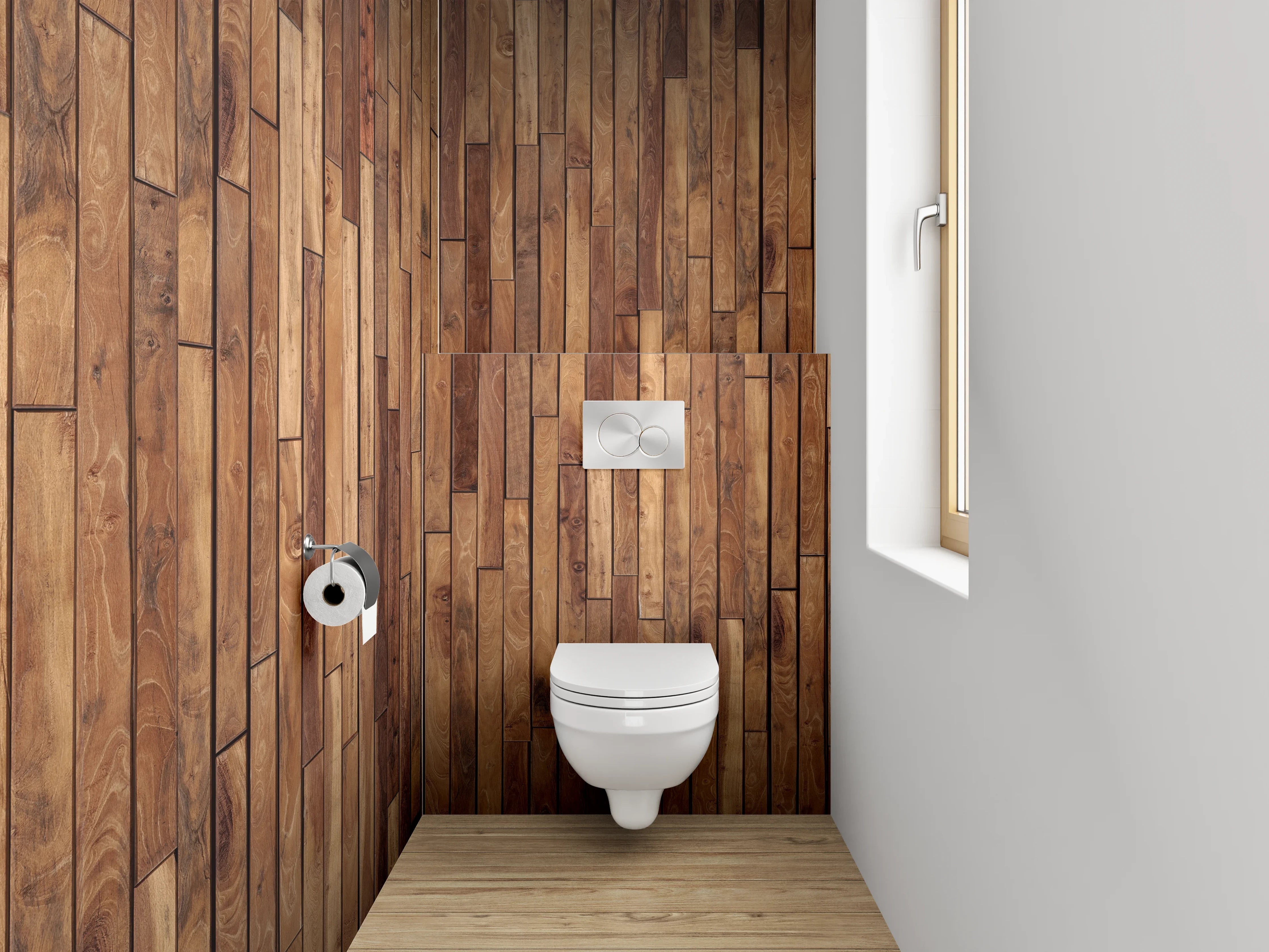 WC-Rückwand - Rustikale Holzpaneel Wandoptik