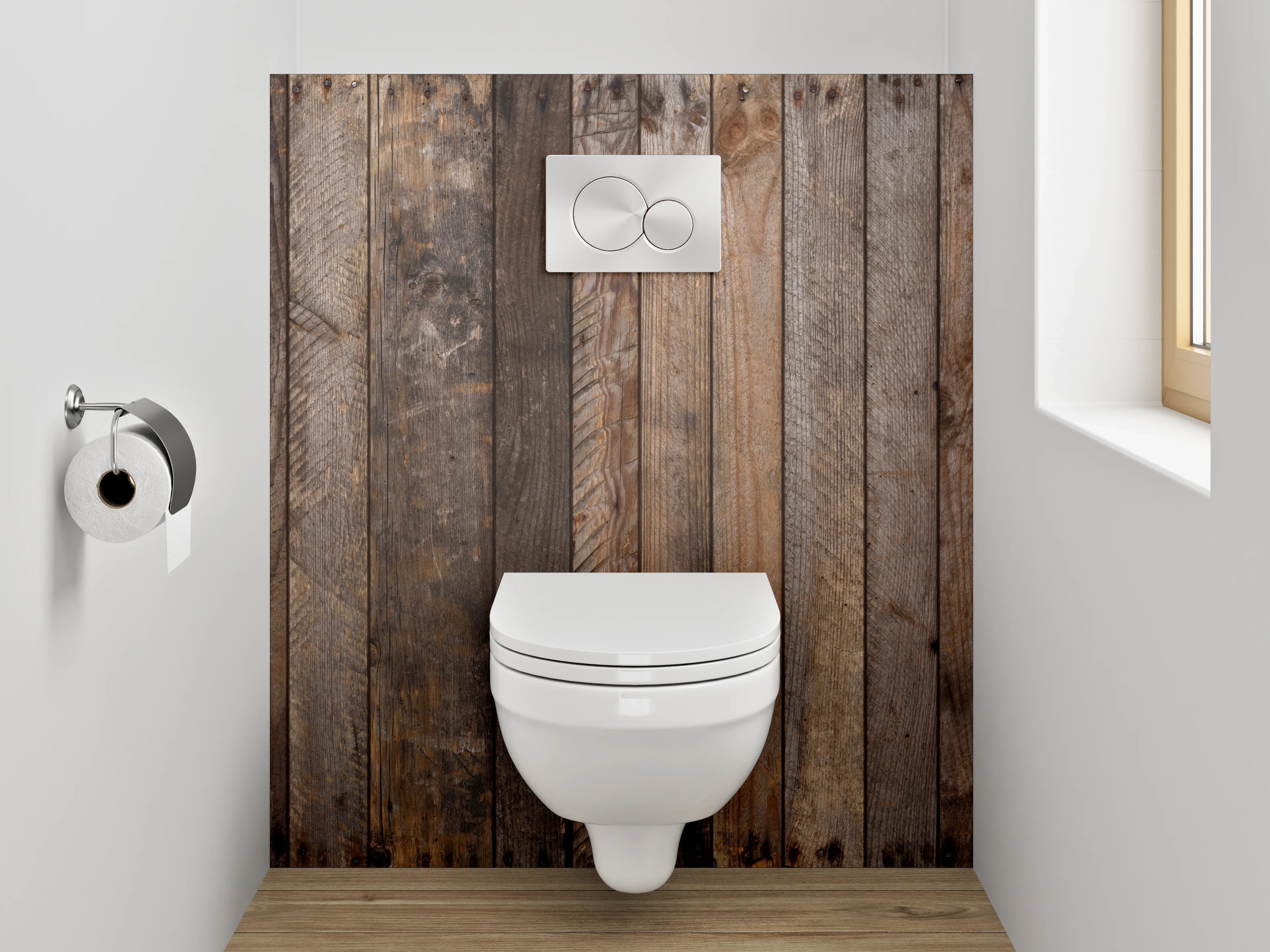 WC-Rückwand - Rustikale Holzwand mit Naturfarben