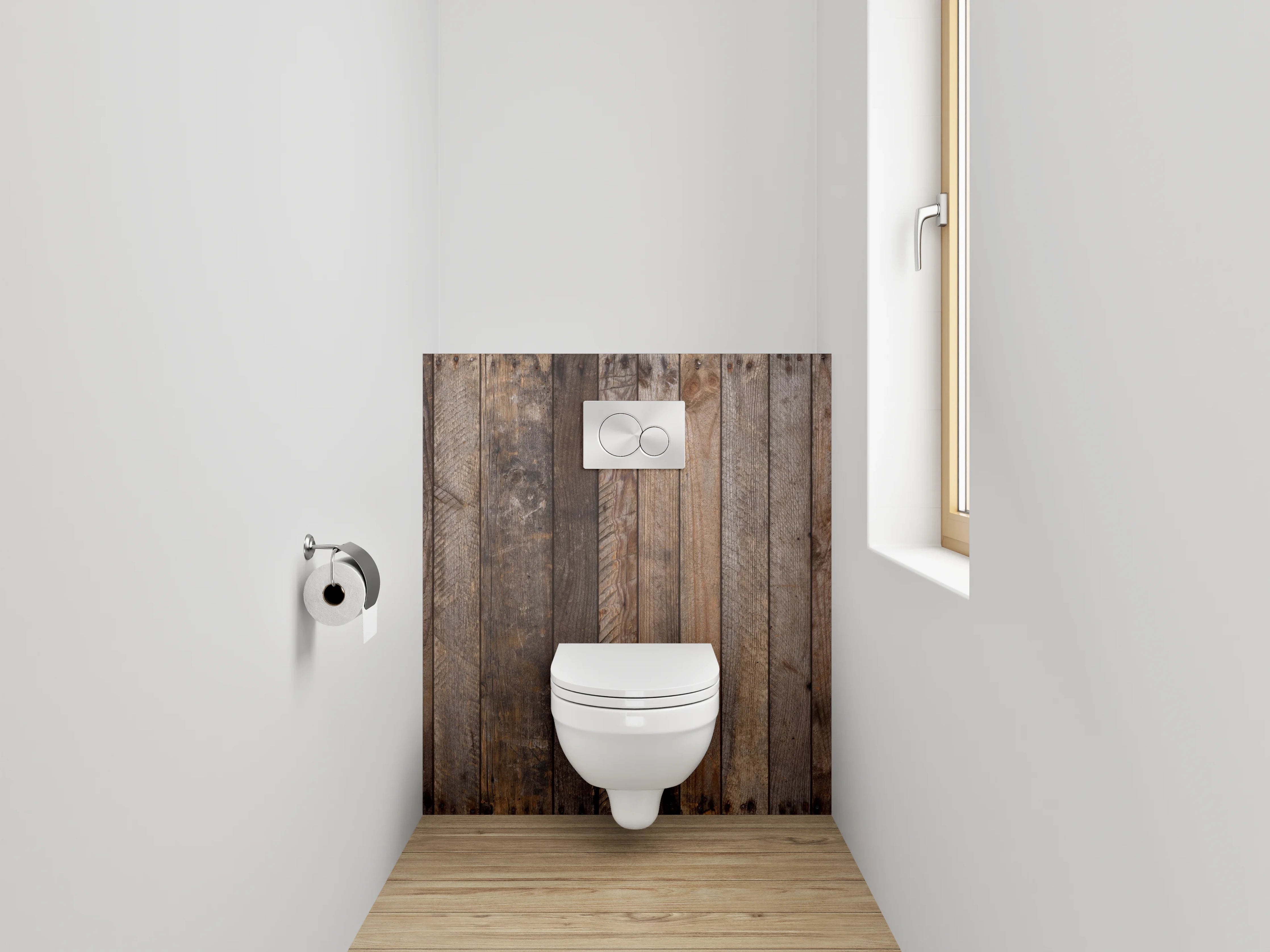WC-Rückwand - Rustikale Holzwand mit Naturfarben
